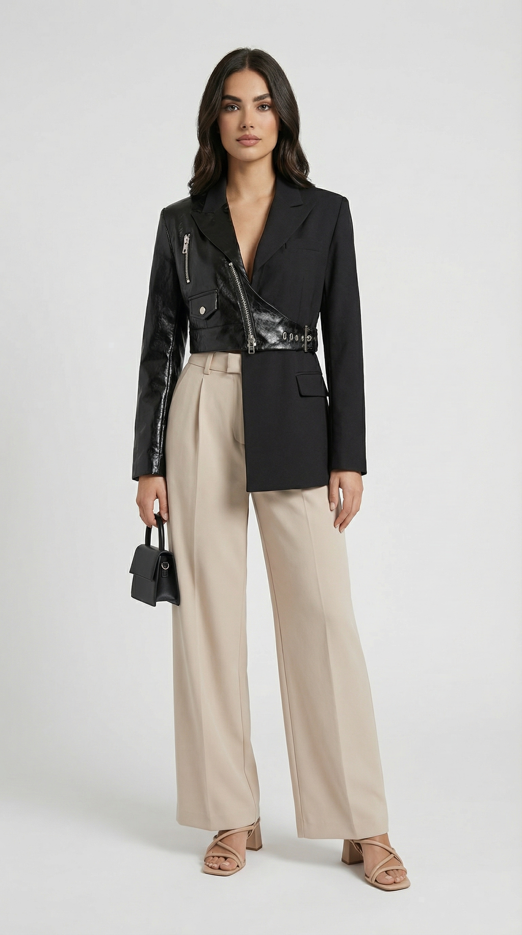 Velin - Long Sleeve Irregular Blazer with Belt