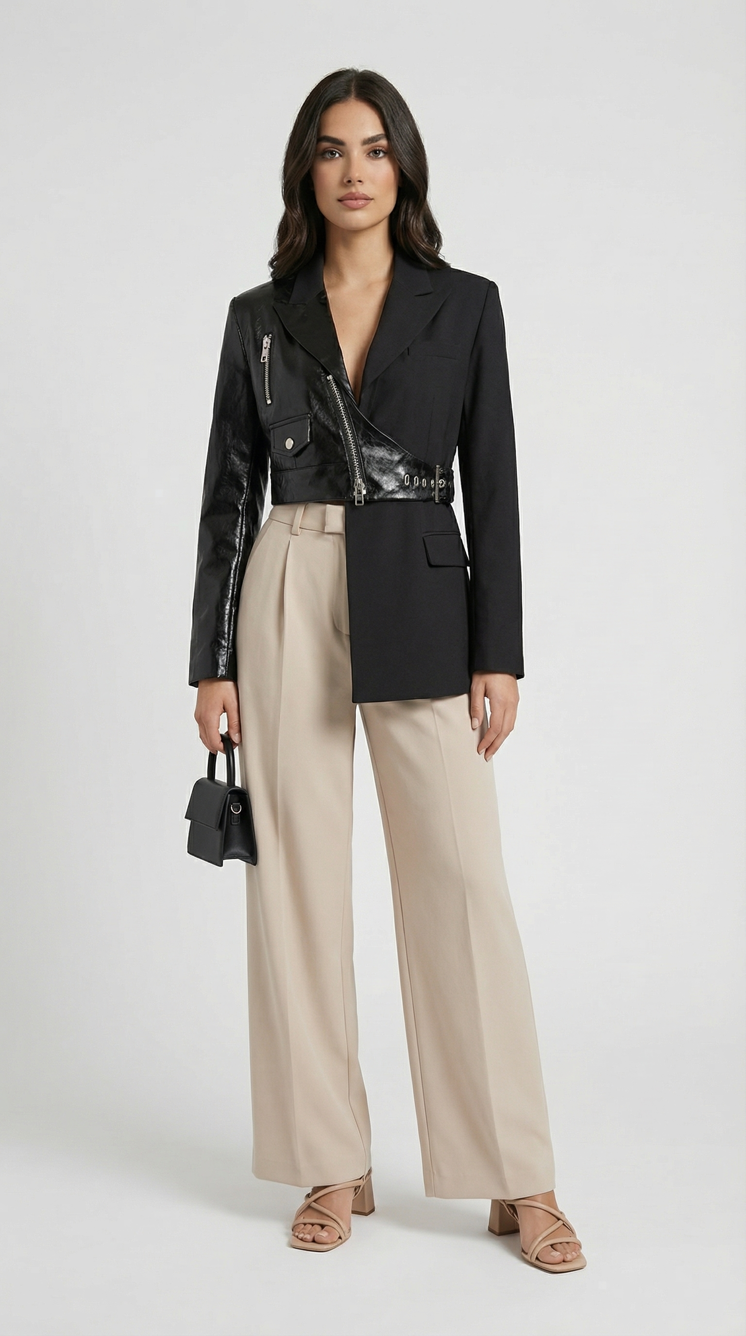 Velin - Long Sleeve Irregular Blazer with Belt
