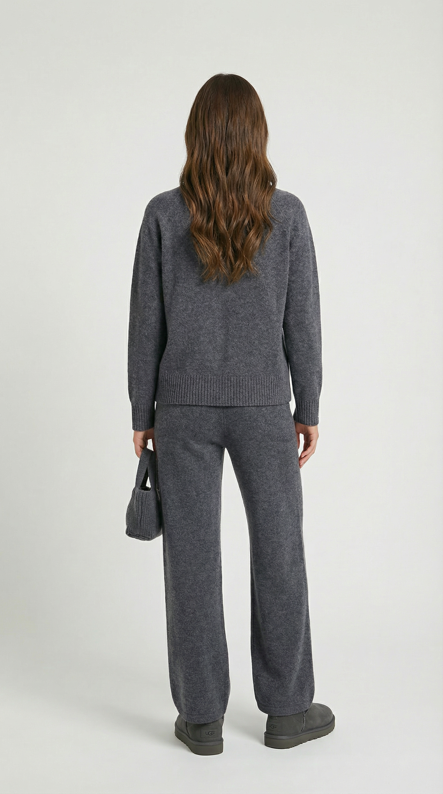 Vilo - 100% Wool Set with Thick Sweater and Wide Pants Grey