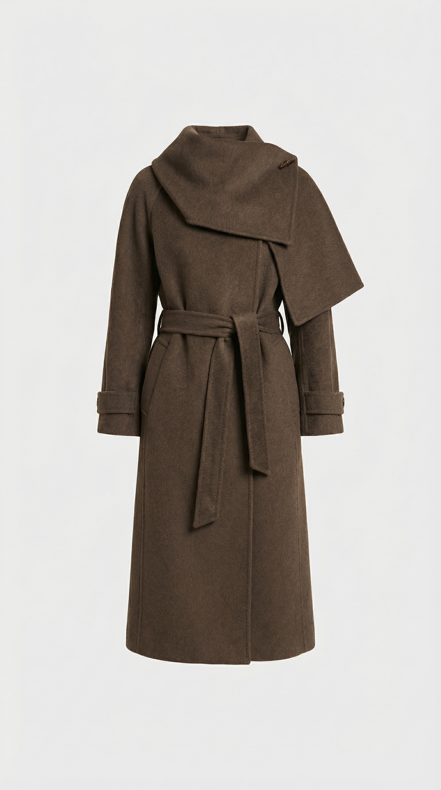 Aurelia - Natural Double Sided Wool Jacket with Soft Scarf Brown