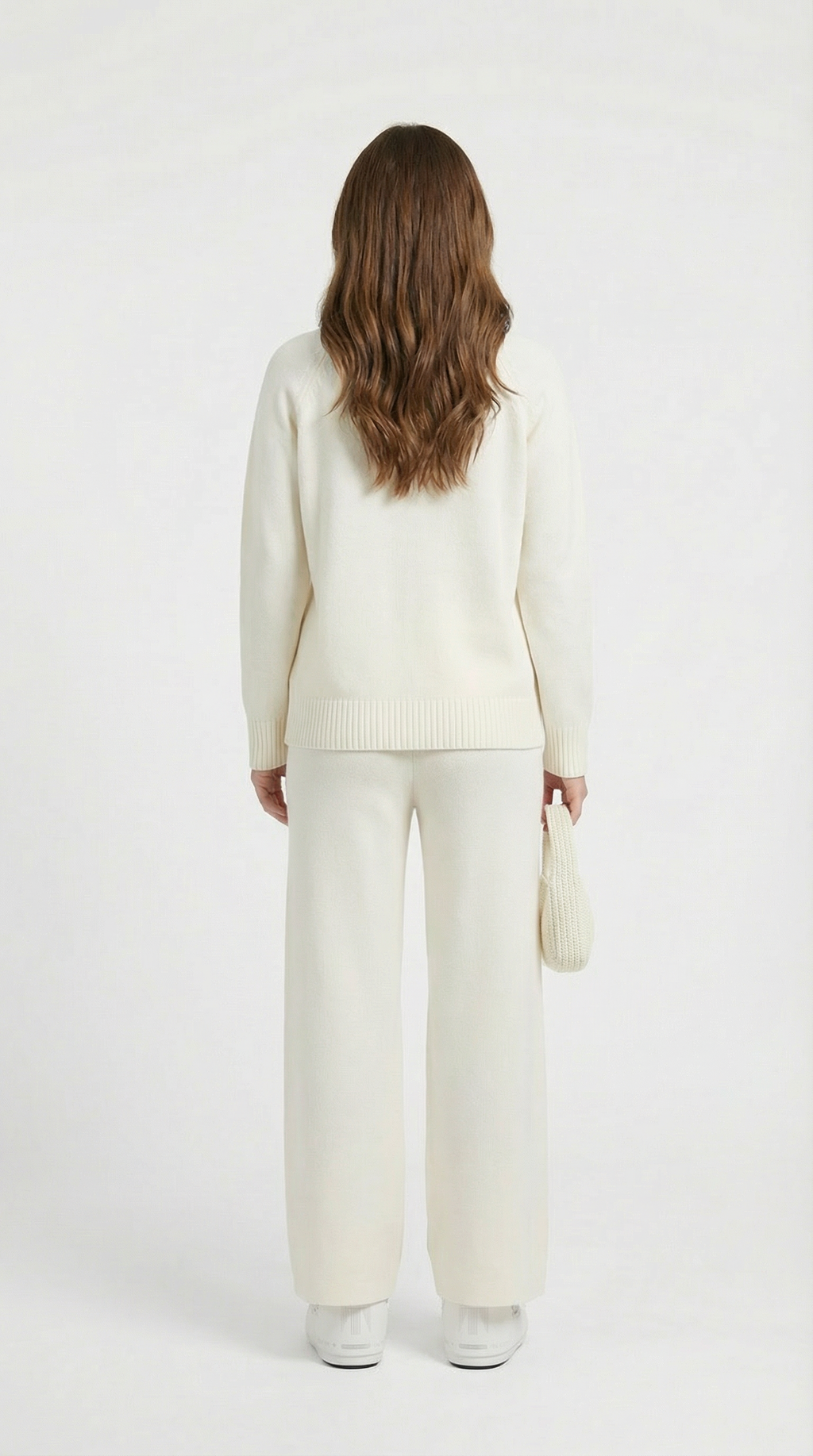Vilo - 100% Wool Set with Thick Sweater and Wide Pants White