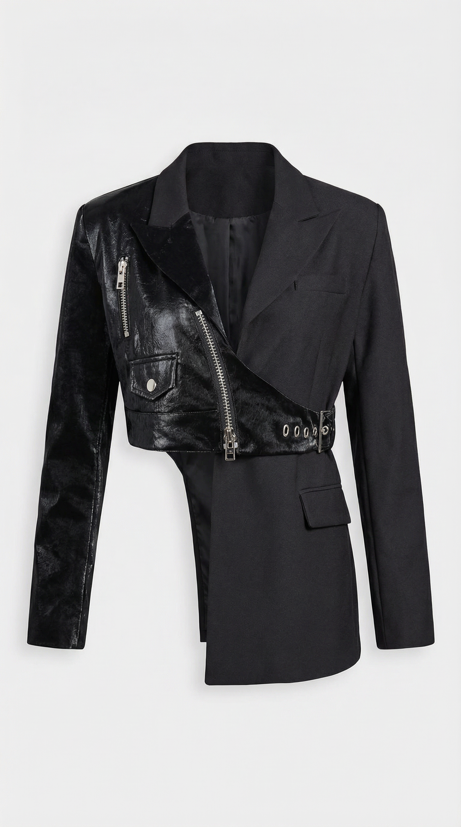 Velin - Long Sleeve Irregular Blazer with Belt