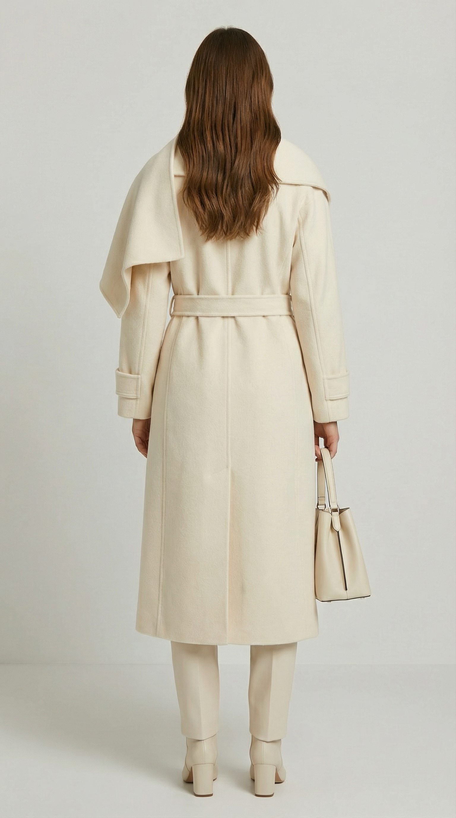 Aurelia - Natural Double Sided Wool Jacket with Soft Scarf Ivory