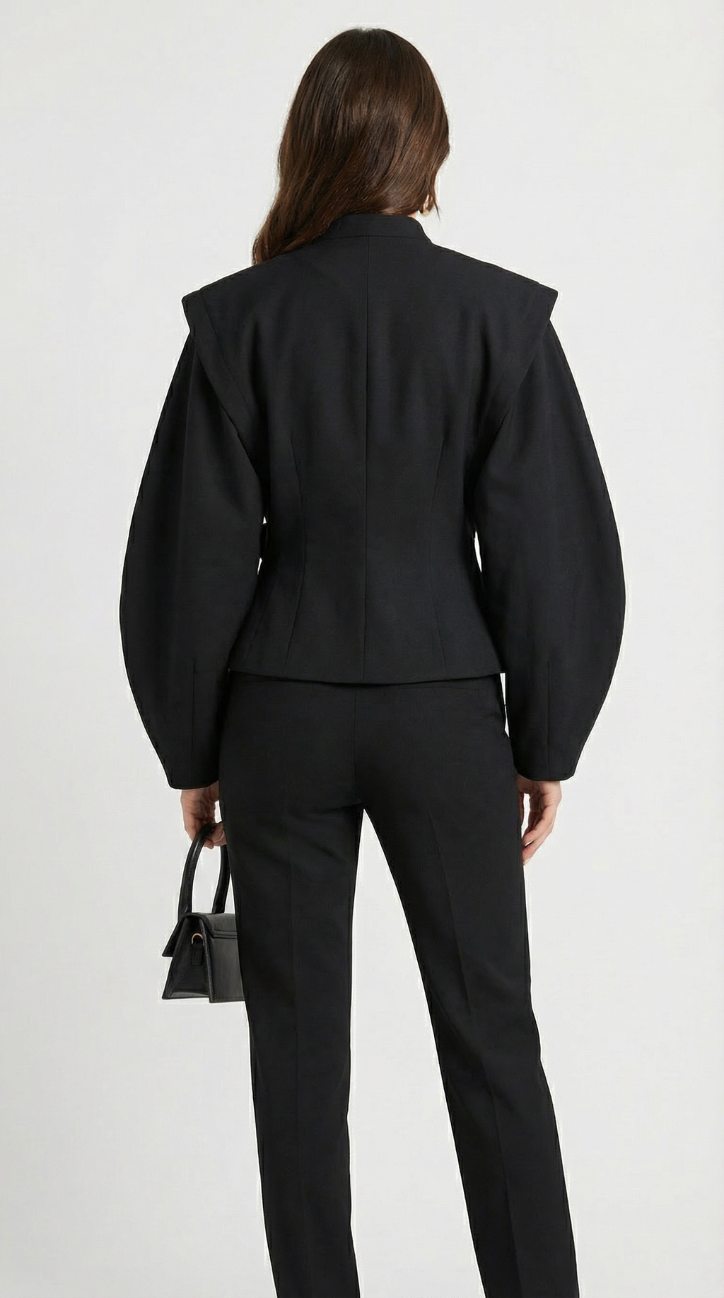 Maravel - Sculpted Wrap Jacket with Stand Collar and Asymmetric Wrap Black