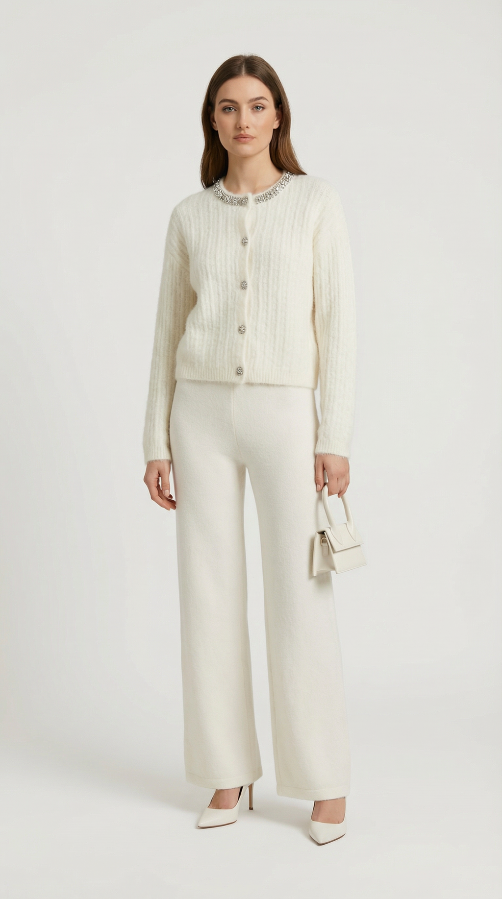 Rime - Heavy-Embroidered French Style Diamond Decorated Cardigan