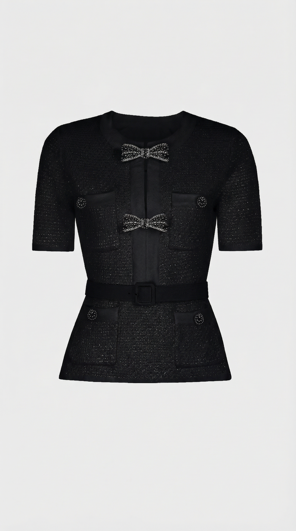 Caldera - Slimming Knitted Top with Bow Accents and Skirt Set