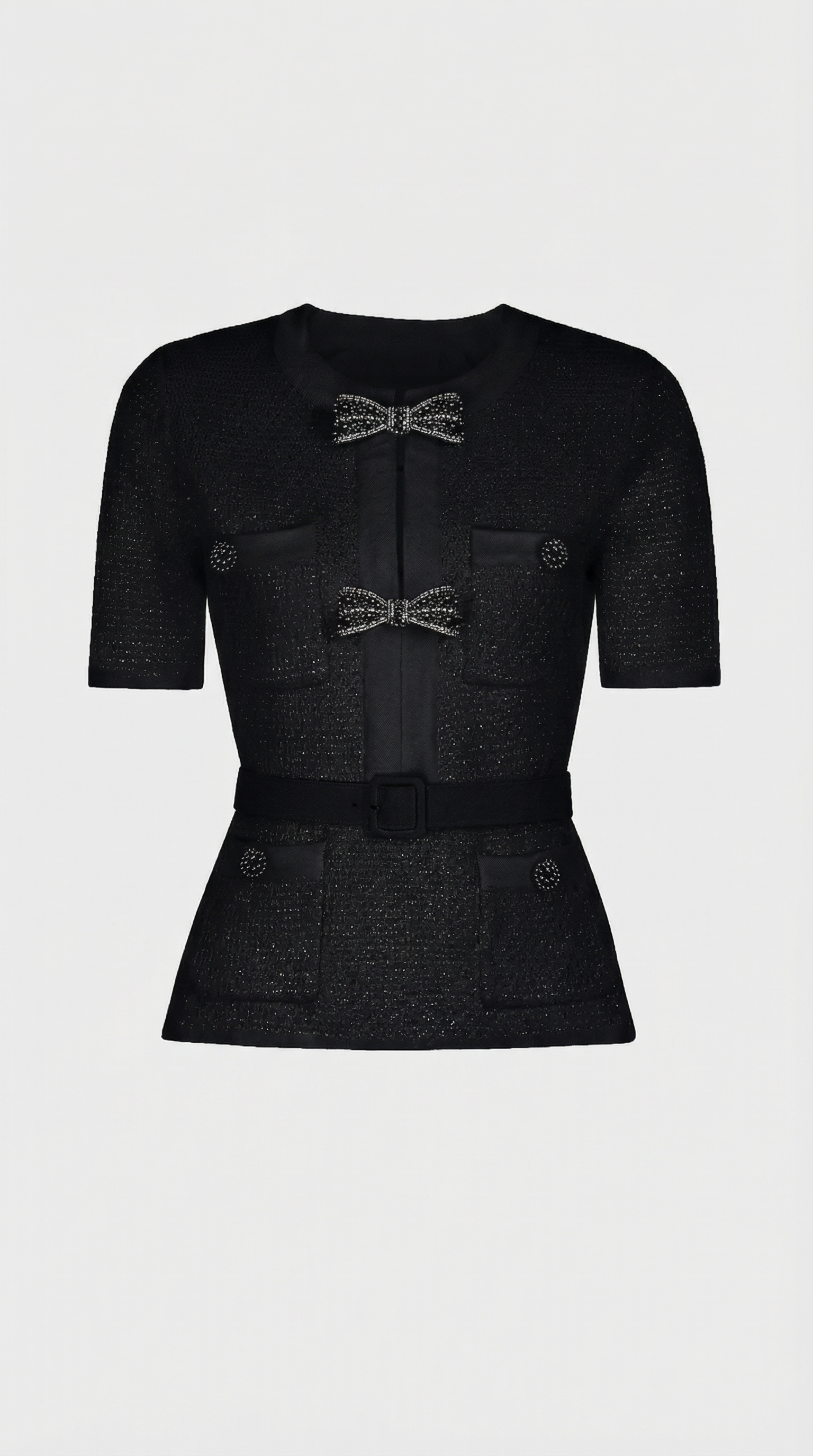 Caldera - Slimming Knitted Top with Bow Accents and Skirt Set