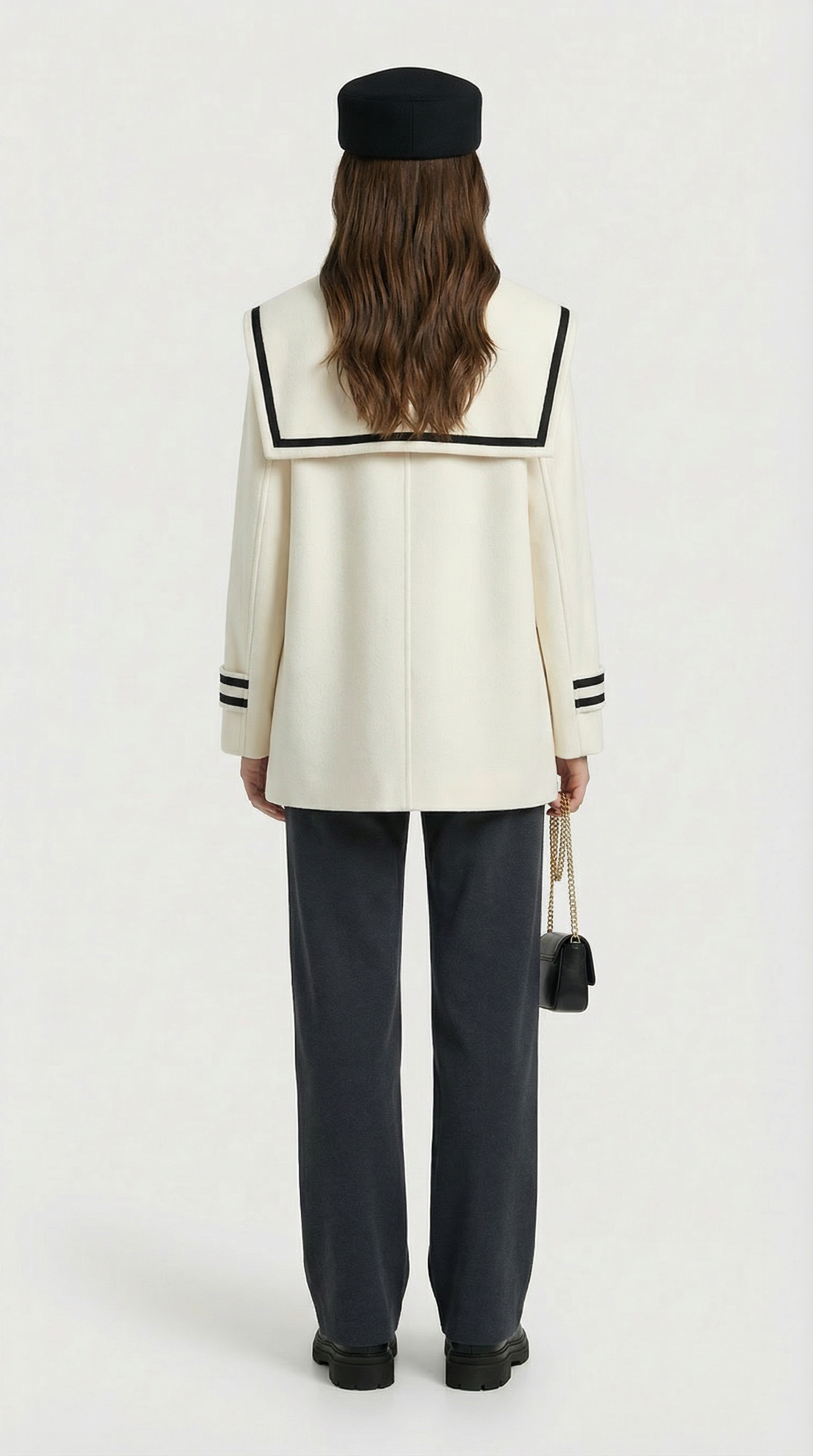 Frosta - Loose Sailor Wool Coat with Large Pocket