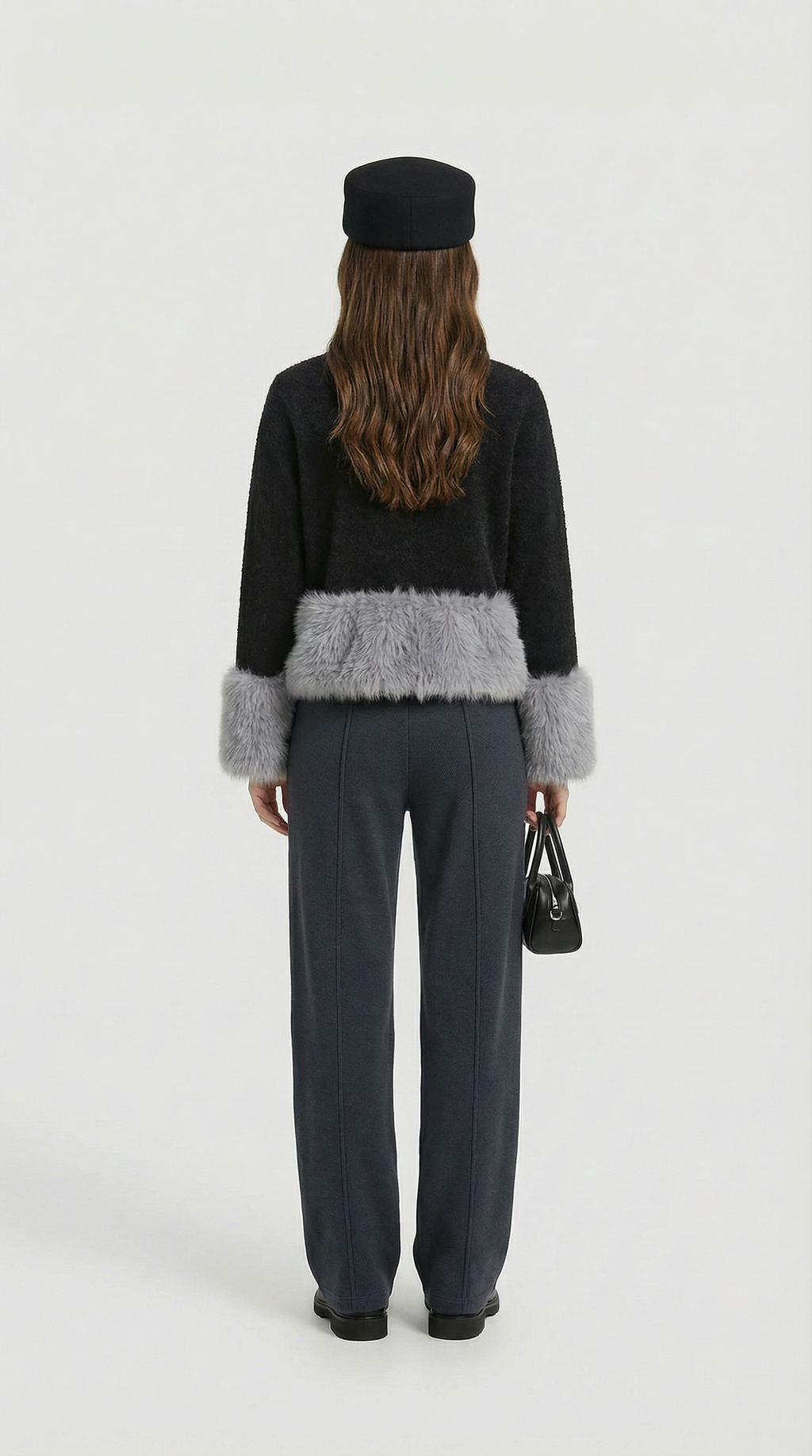 Eira - Elegant Knitted Cardigan with Furry Long Sleeve