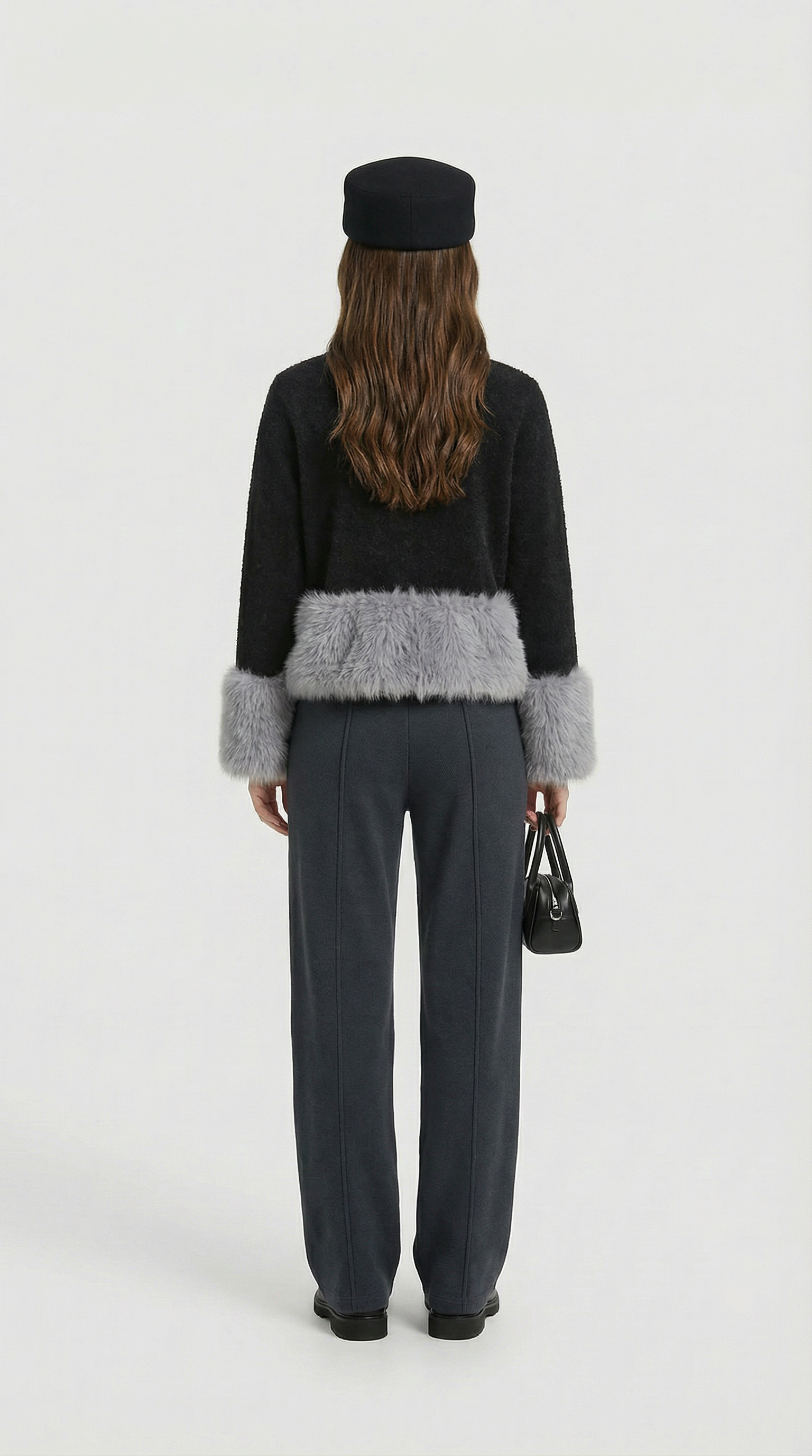 Eira - Elegant Knitted Cardigan with Furry Long Sleeve