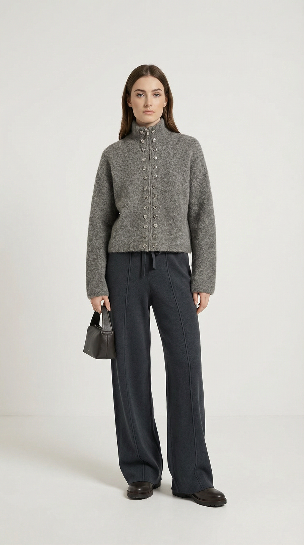 Heron - Double Breasted Fluffy Knitted Cardigan