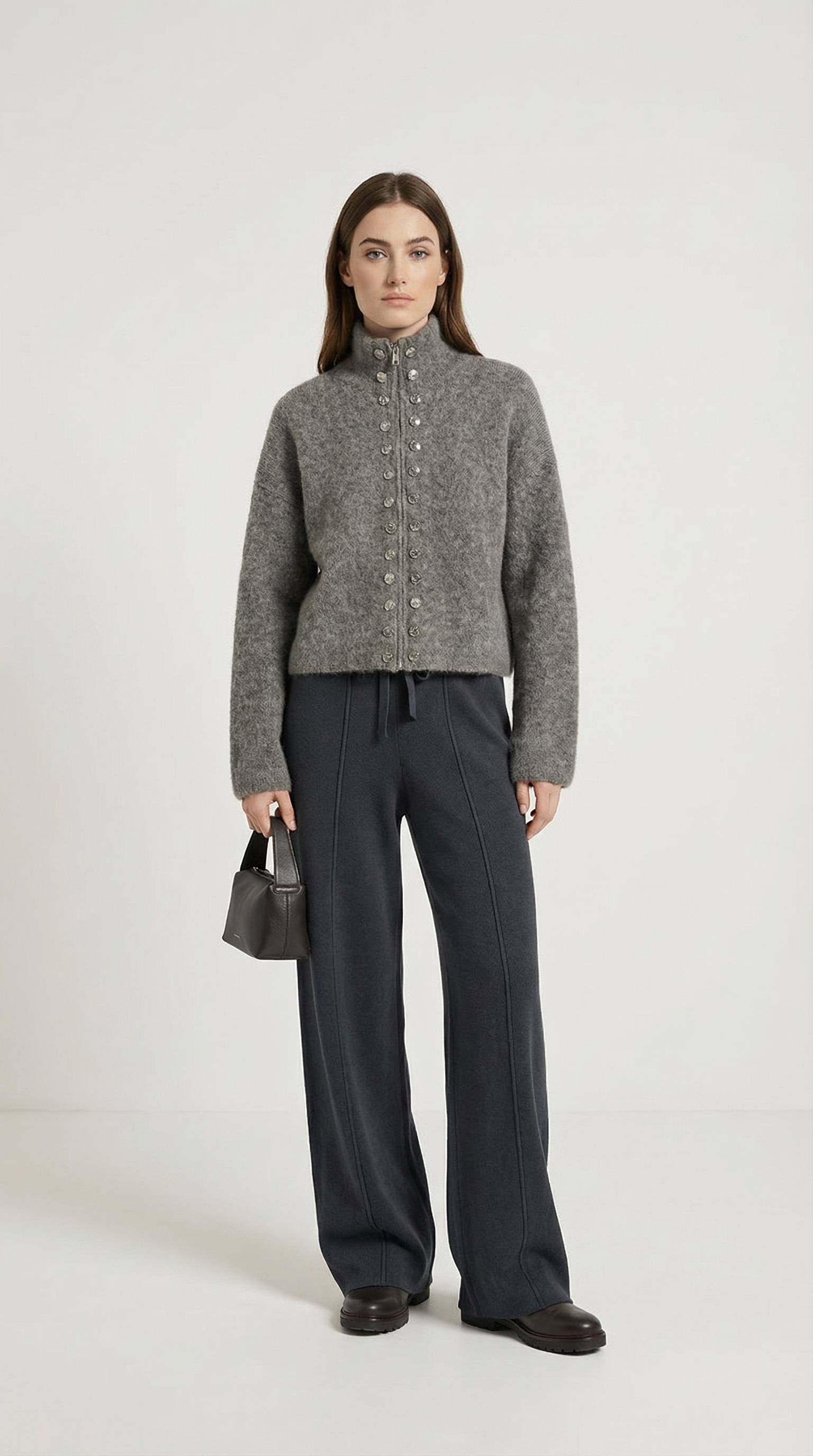 Heron - Double Breasted Fluffy Knitted Cardigan