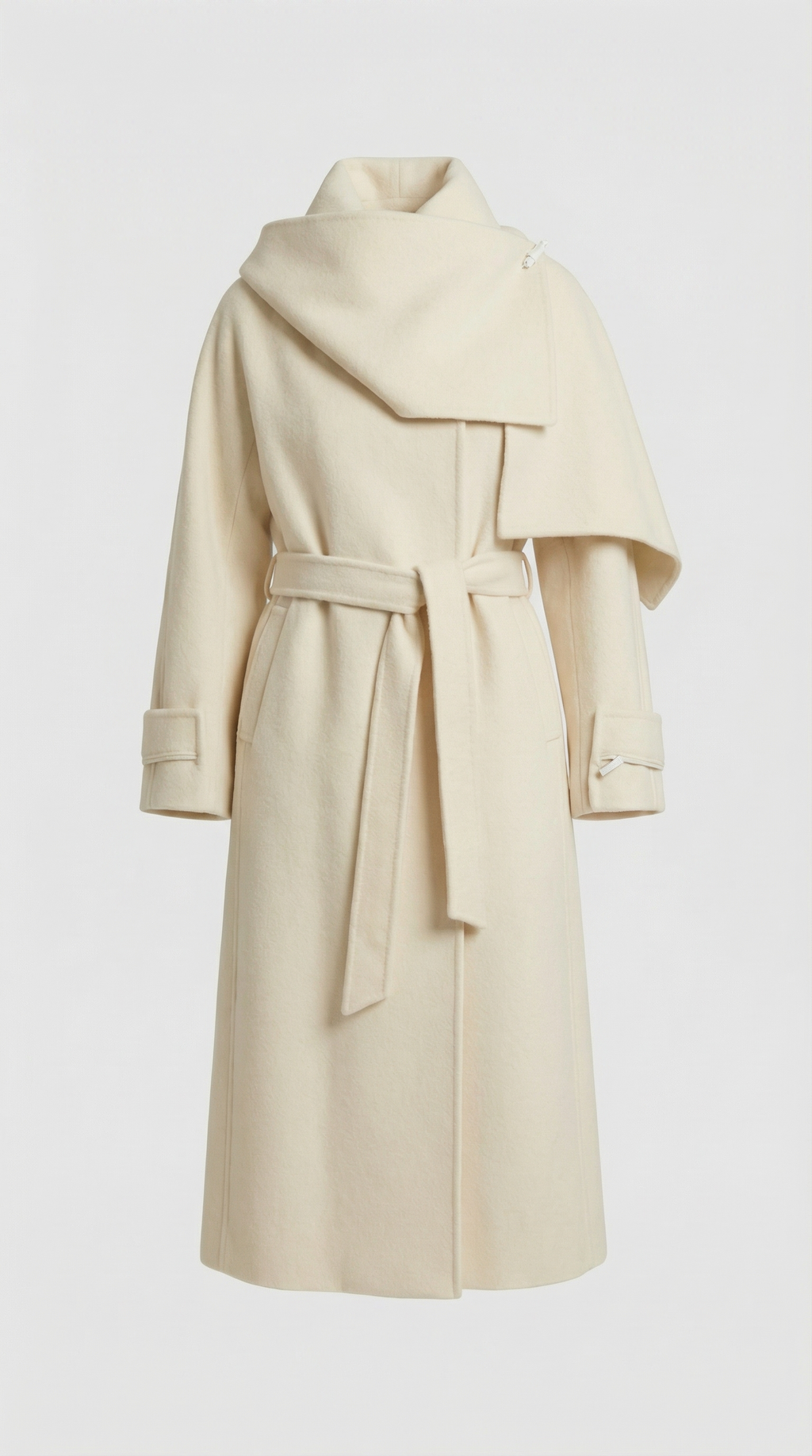 Aurelia - Natural Double Sided Wool Jacket with Soft Scarf Ivory