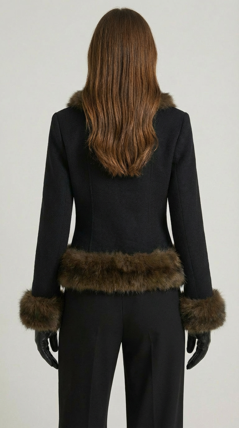 Noctis - Vegan Fur Collar Short Coat