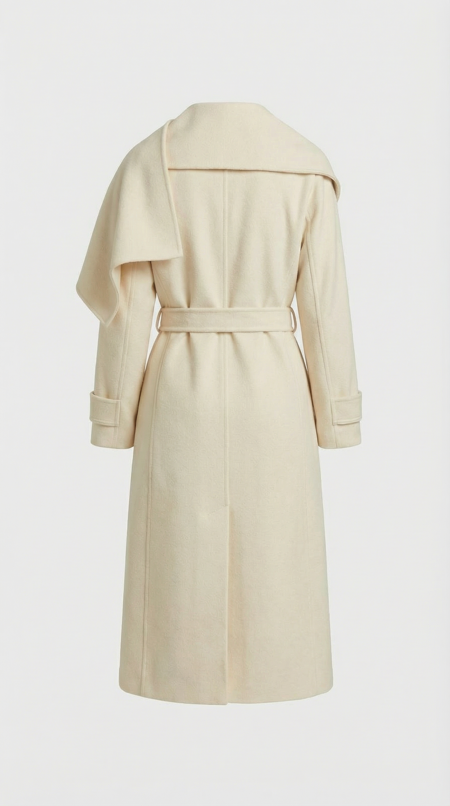 Aurelia - Natural Double Sided Wool Jacket with Soft Scarf Ivory