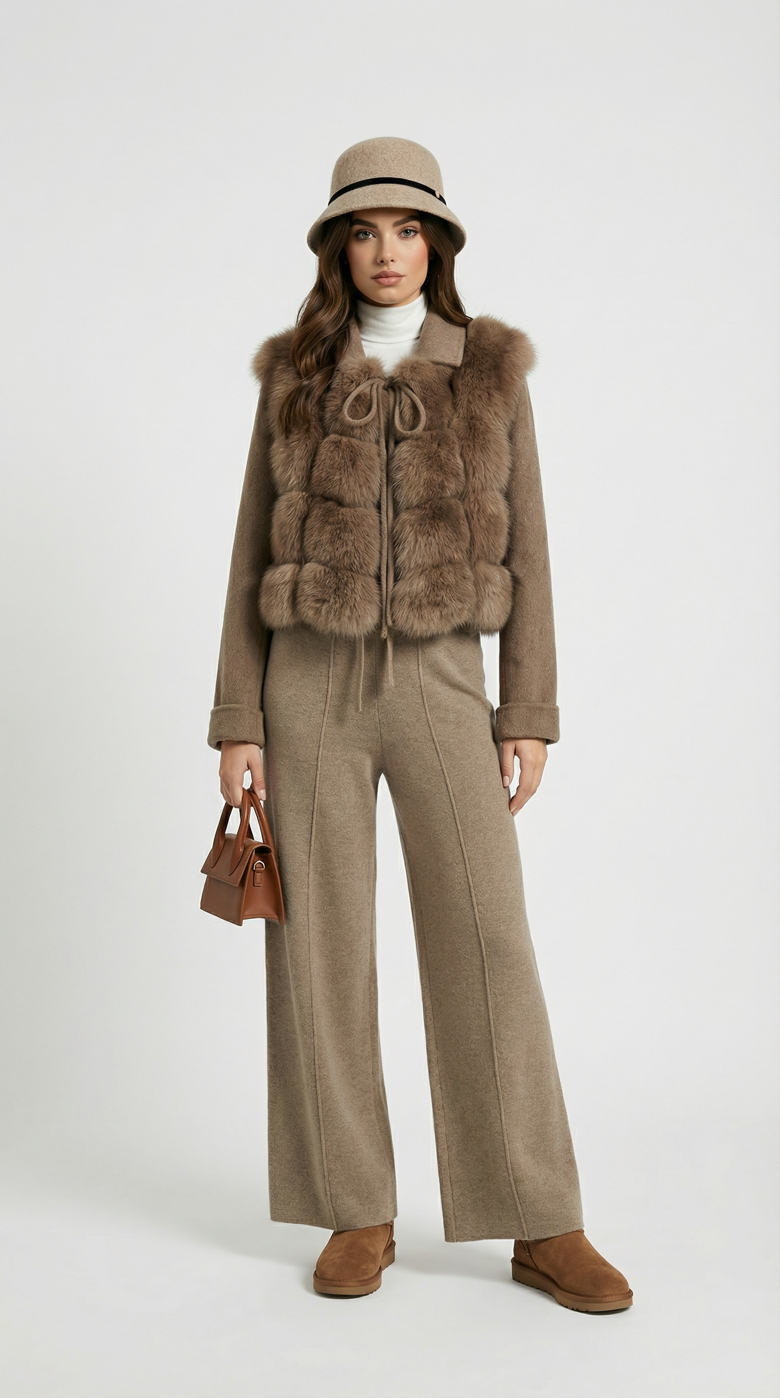 Thorne - Natural Fox Fur and Wool Coat