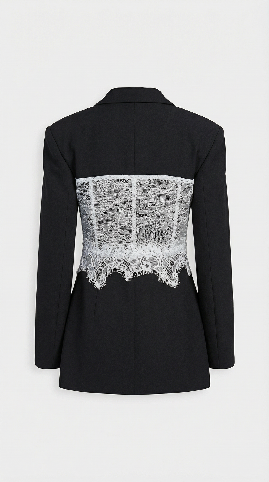 Boreal - Spliced Lace Slimming Blazer for with V Collar and Long Sleeves