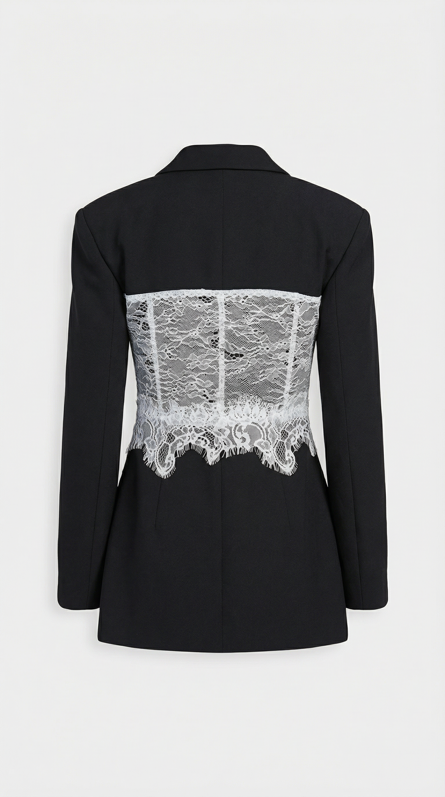 Boreal - Spliced Lace Slimming Blazer for with V Collar and Long Sleeves