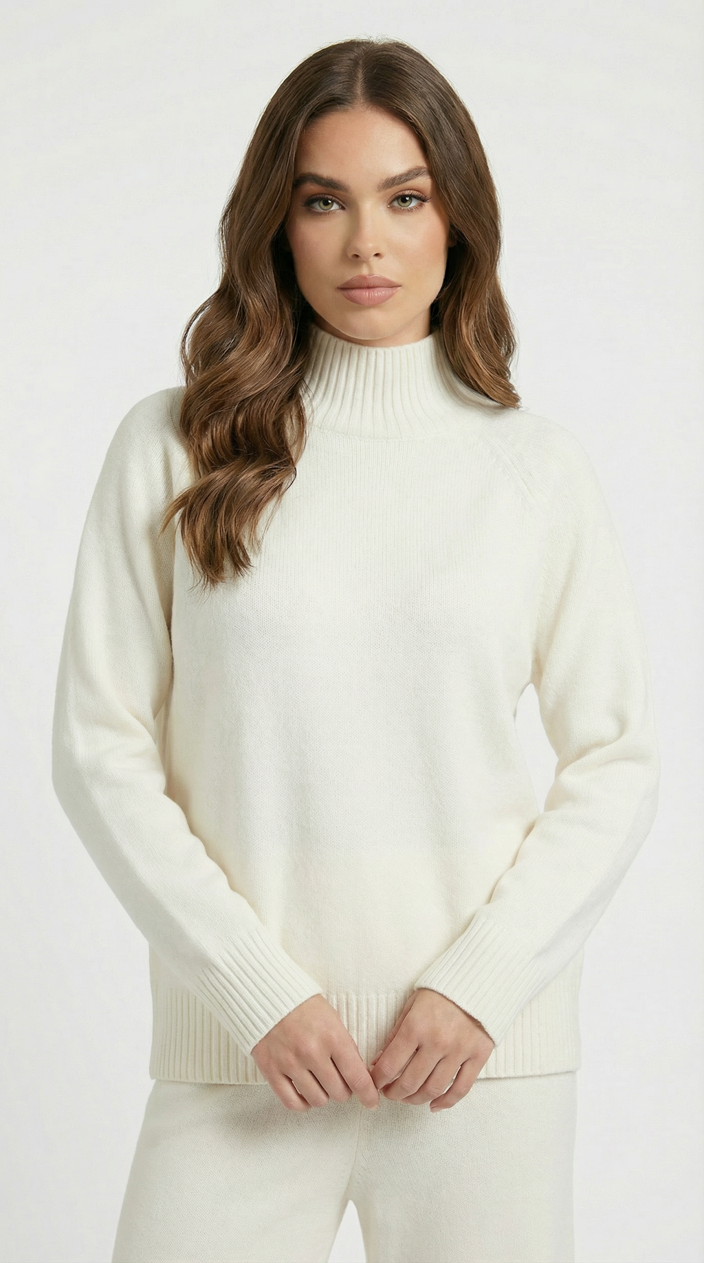 Vilo - 100% Wool Set with Thick Sweater and Wide Pants White