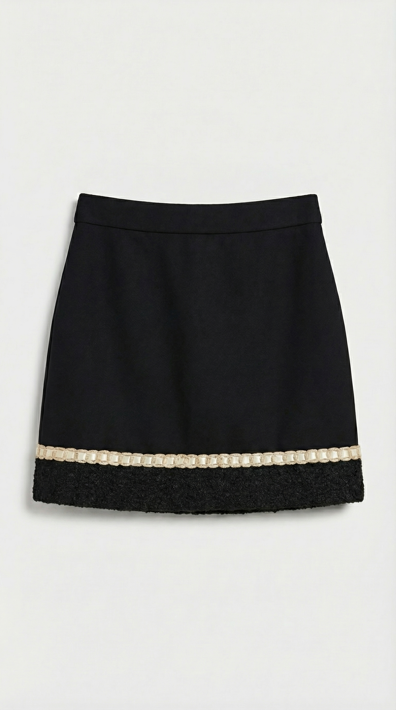 Avelin - Tweed Black Suit Set with Top and Mini A-Line Skirt