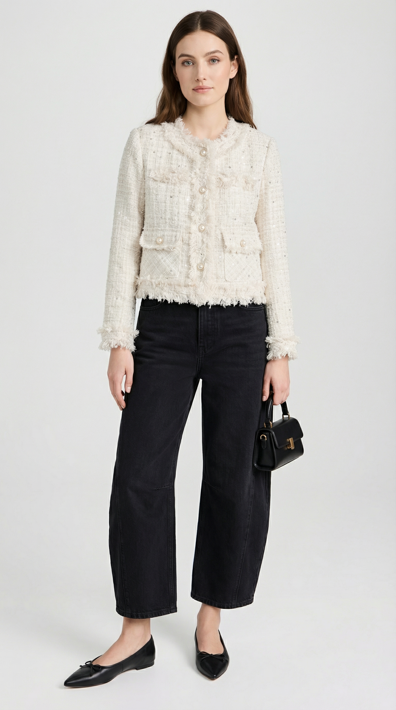 Celest - Slim Plaid Blazer with O-neck and Pearls