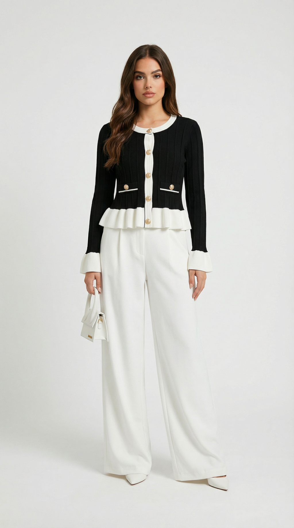 Casso - O-neck Cardigan with Elegant Flare Sleeve