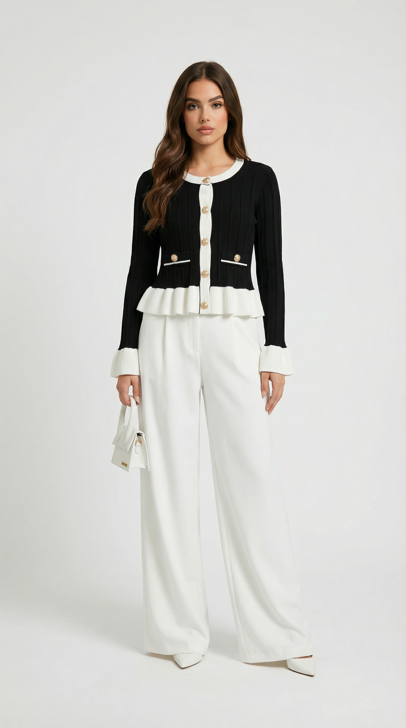 Casso - O-neck Cardigan with Elegant Flare Sleeve