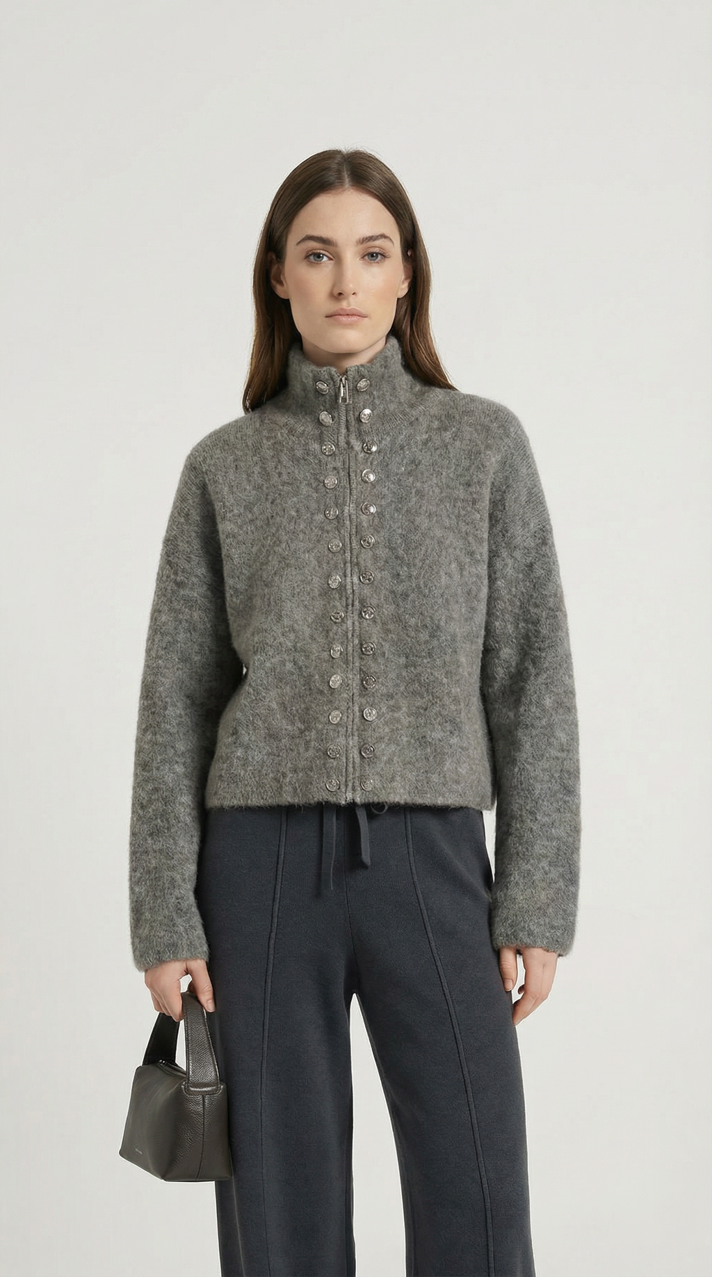 Heron - Double Breasted Fluffy Knitted Cardigan