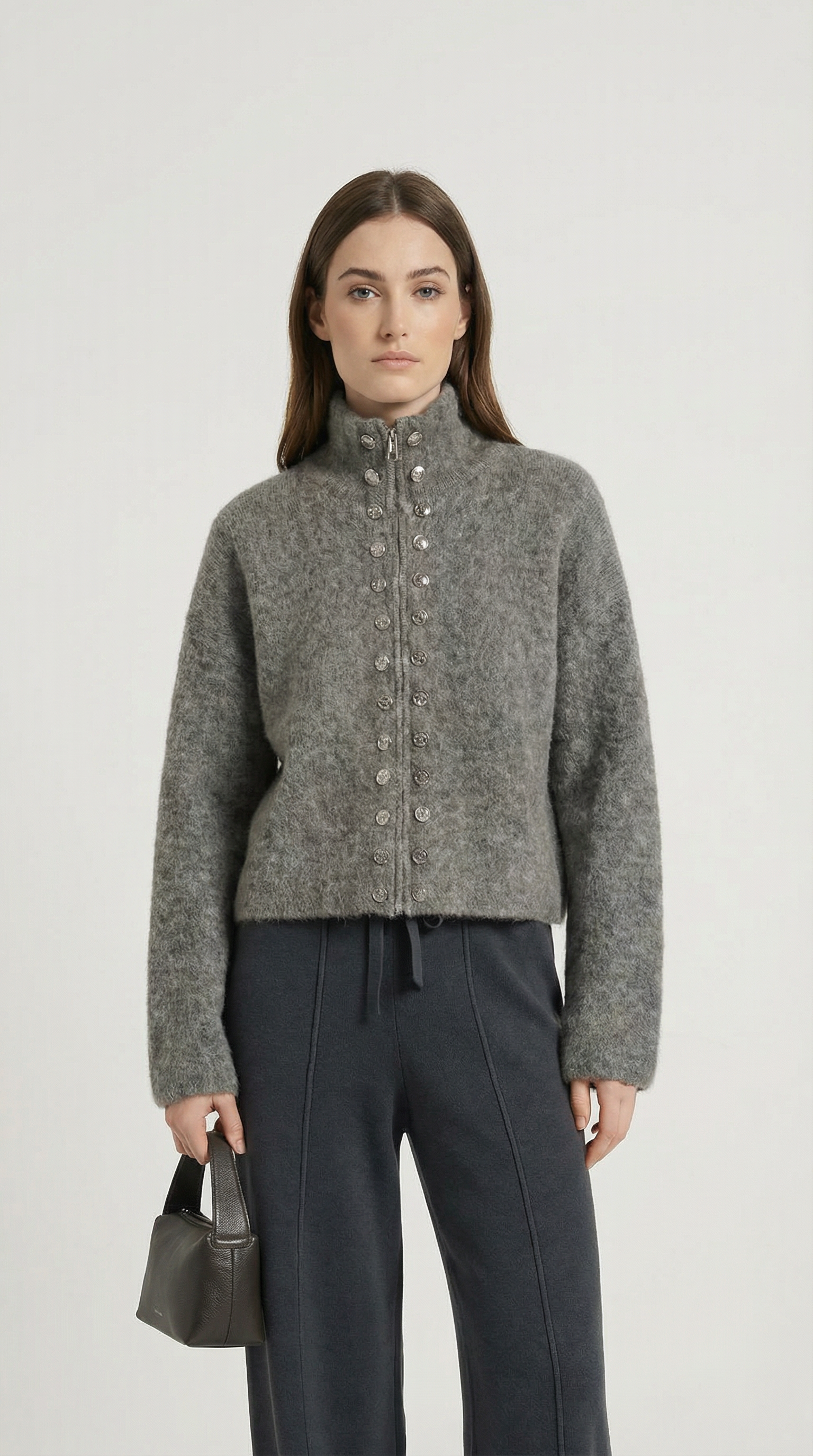 Heron - Double Breasted Fluffy Knitted Cardigan