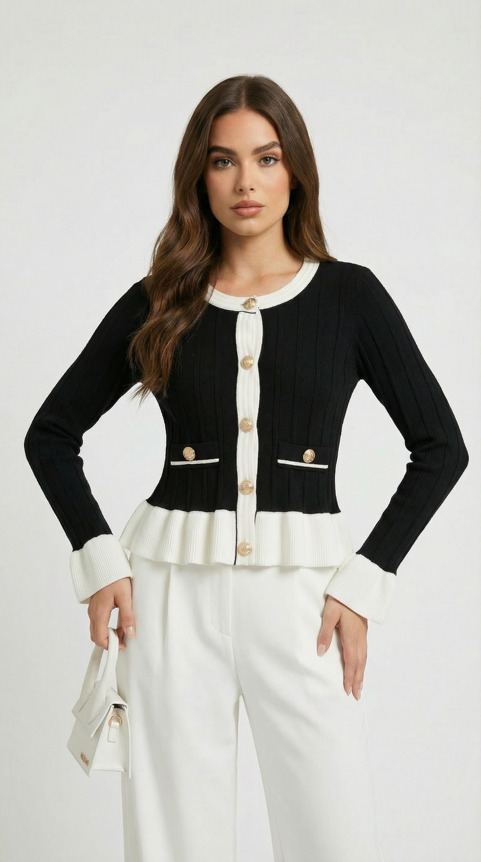 Casso - O-neck Cardigan with Elegant Flare Sleeve