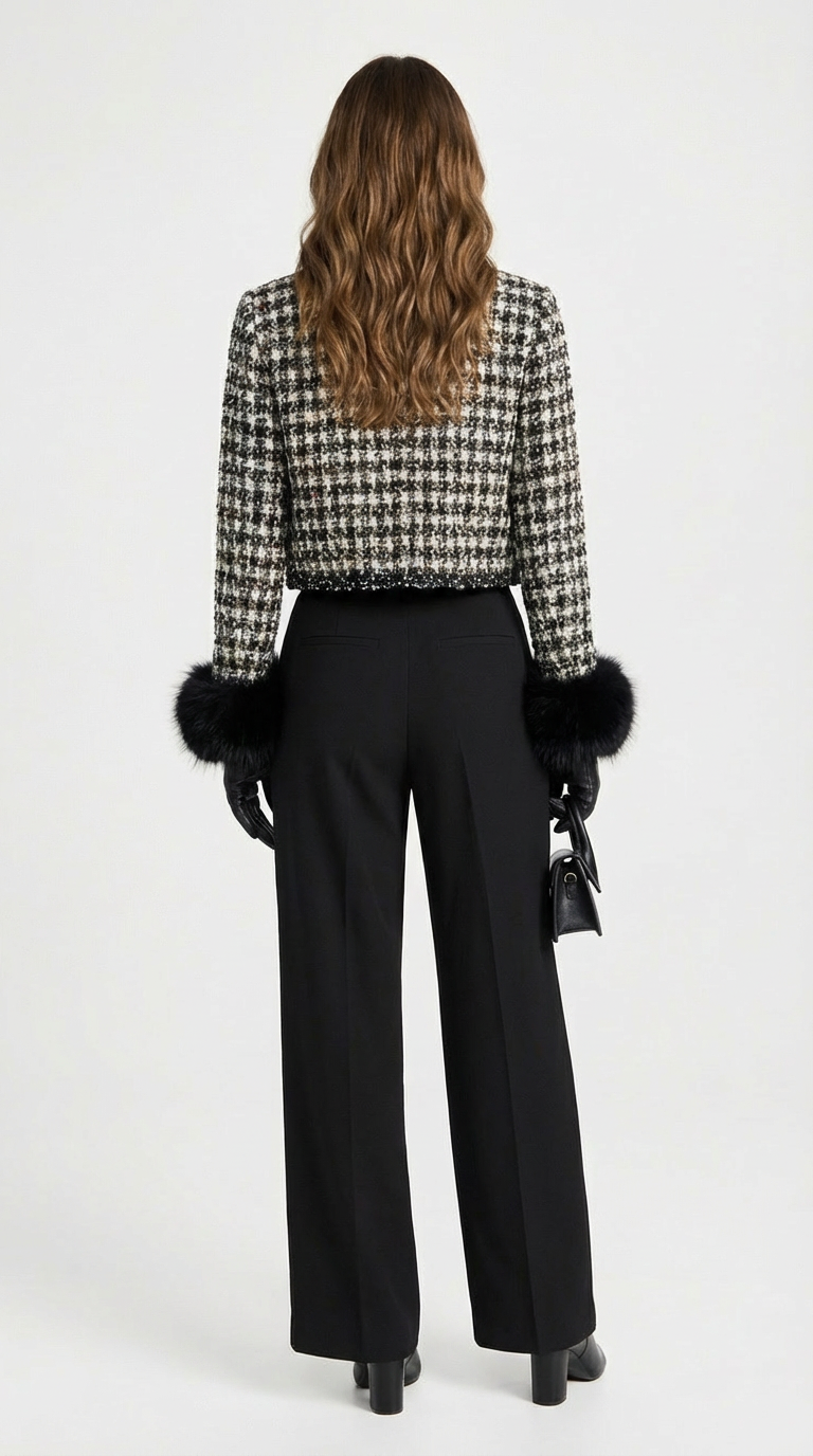 Criss - Chic Cotton Padded Blazer with Vegan Fur Cuff