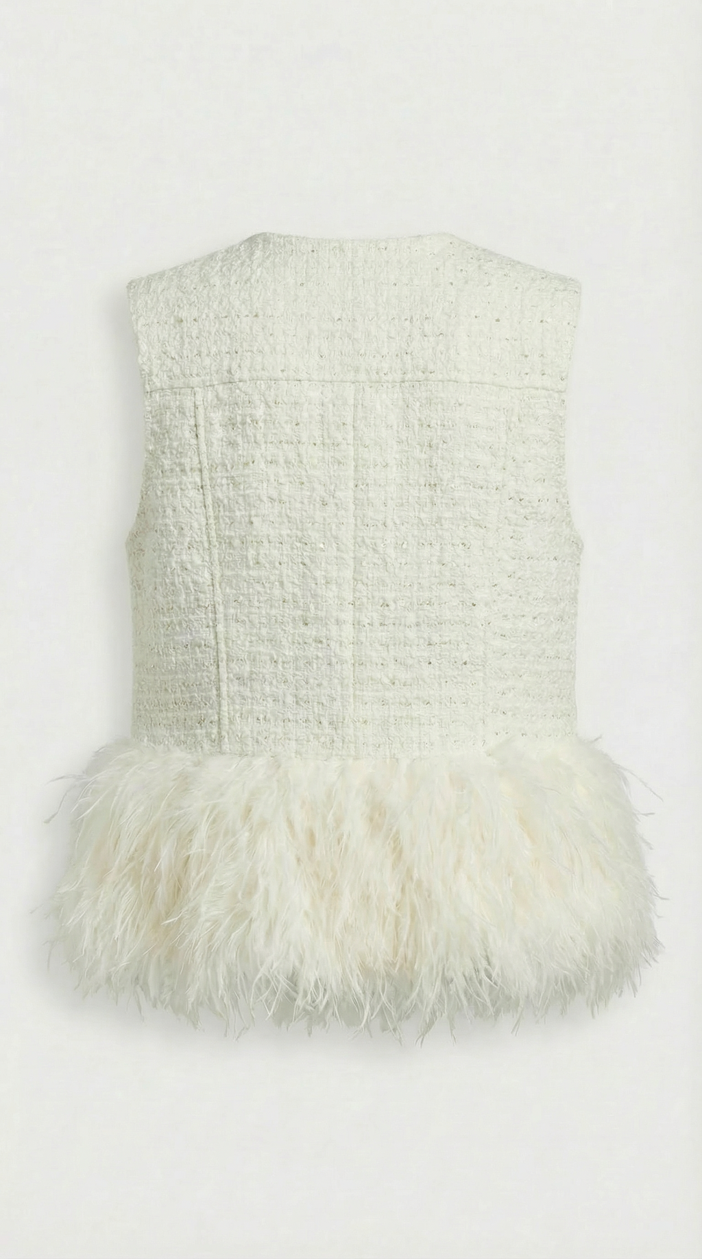 Eliora - Style White Warm Round Neck Vest Coat