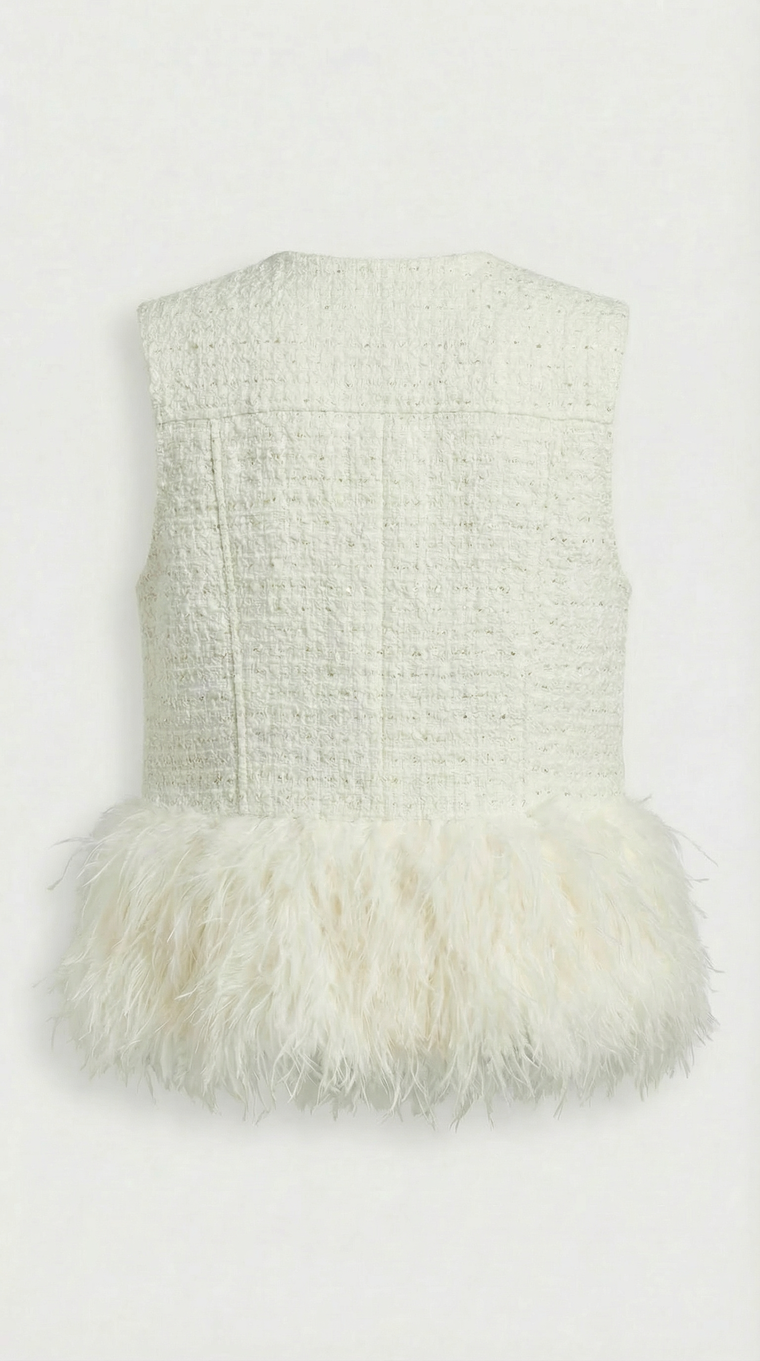 Eliora - Style White Warm Round Neck Vest Coat