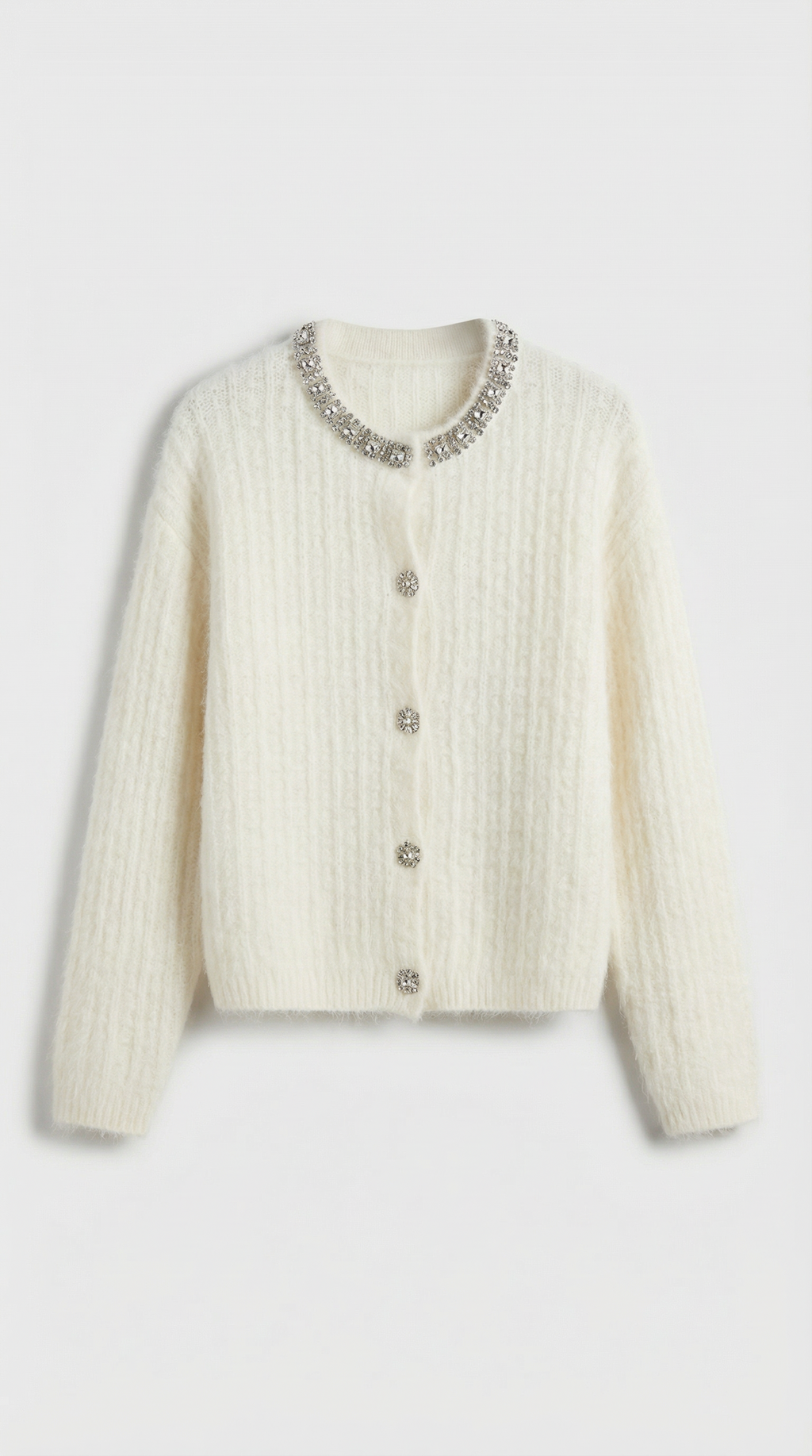 Rime - Heavy-Embroidered French Style Diamond Decorated Cardigan