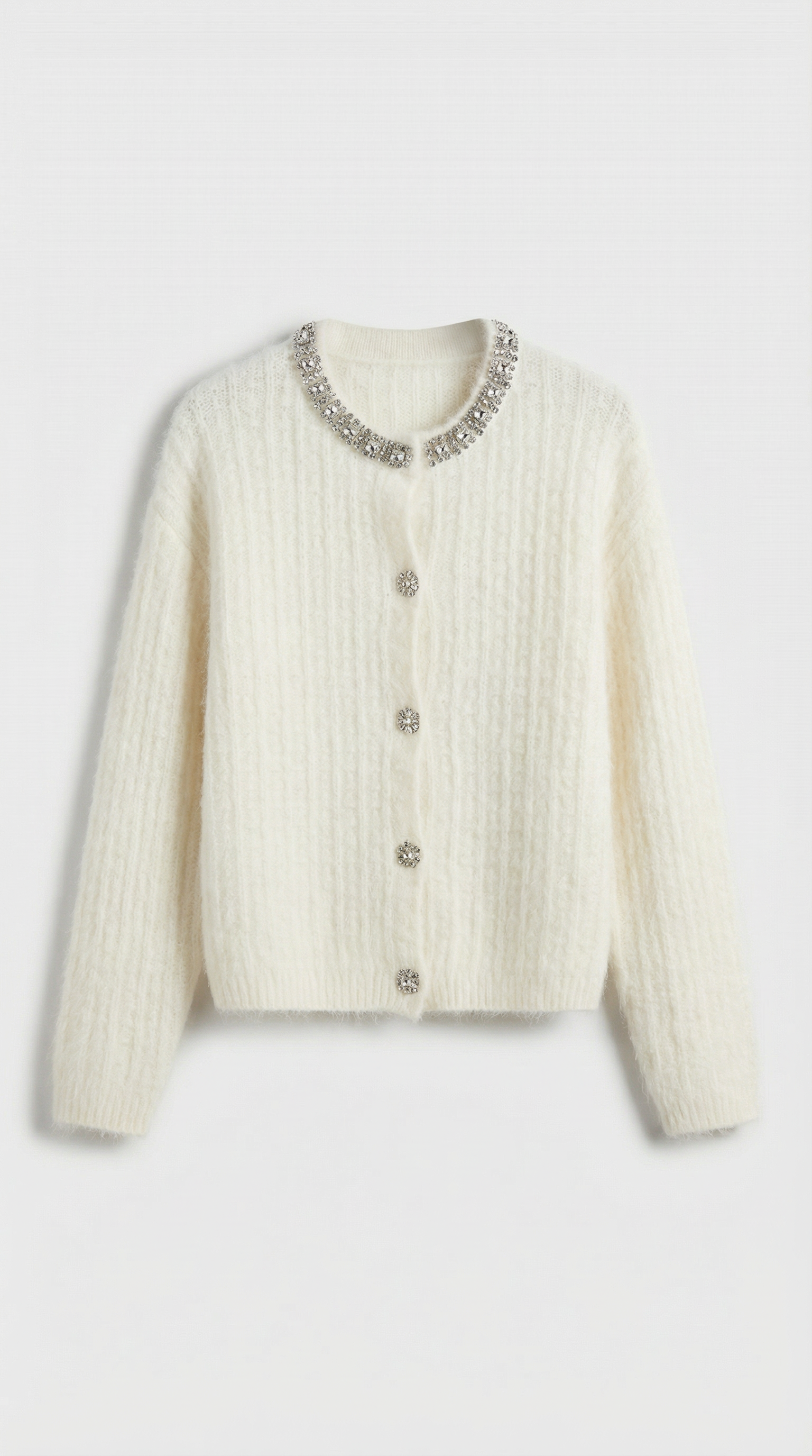 Rime - Heavy-Embroidered French Style Diamond Decorated Cardigan