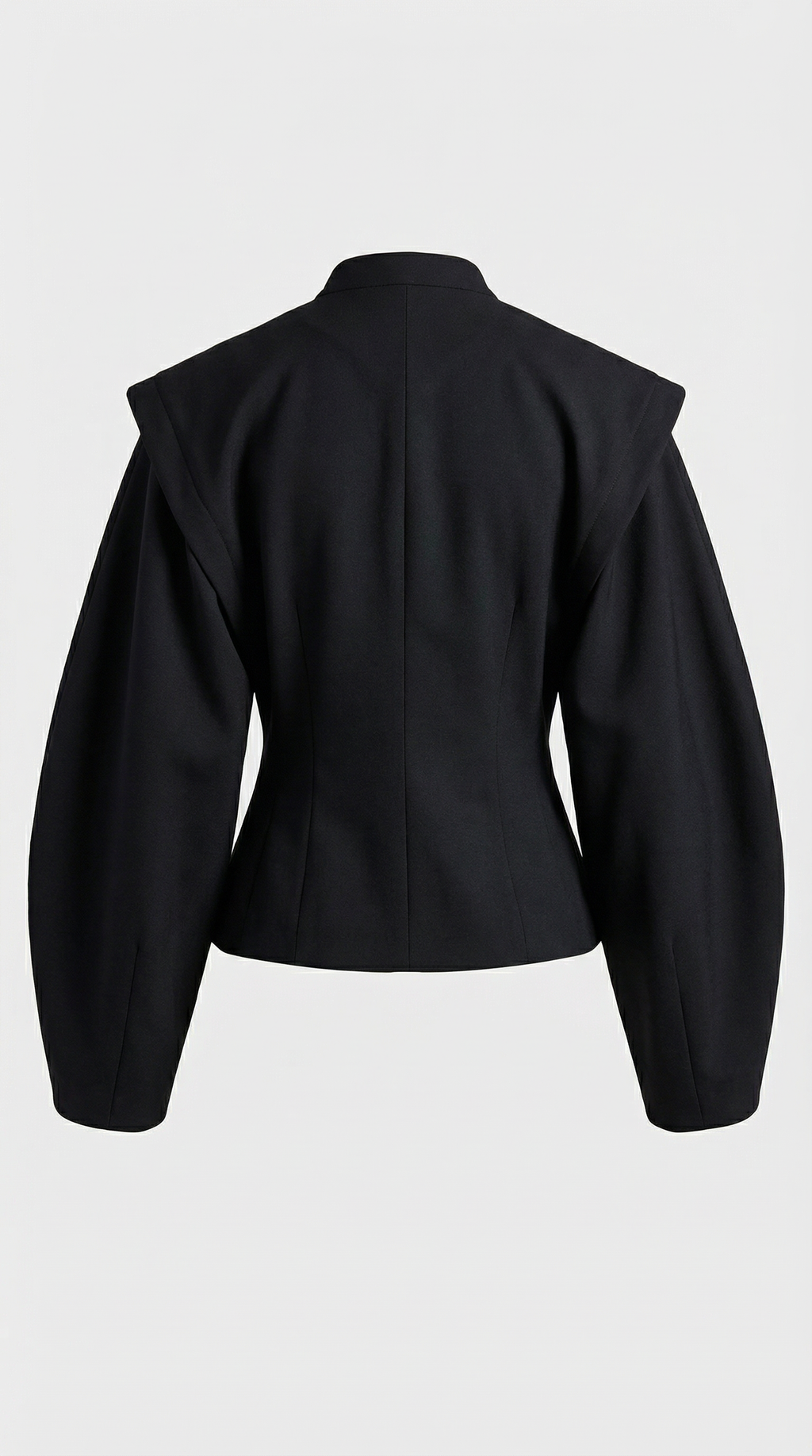 Maravel - Sculpted Wrap Jacket with Stand Collar and Asymmetric Wrap Black