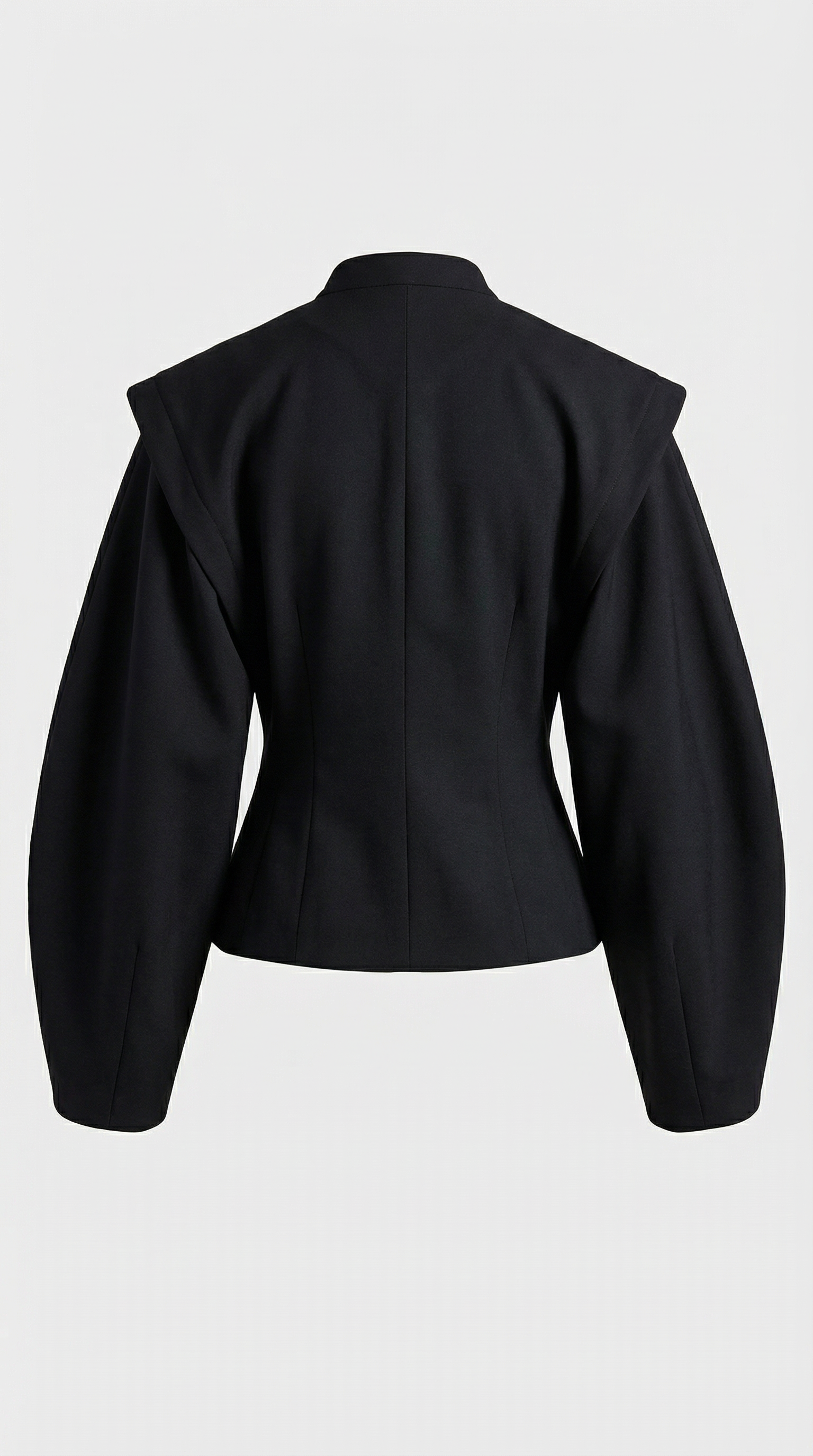 Maravel - Sculpted Wrap Jacket with Stand Collar and Asymmetric Wrap Black