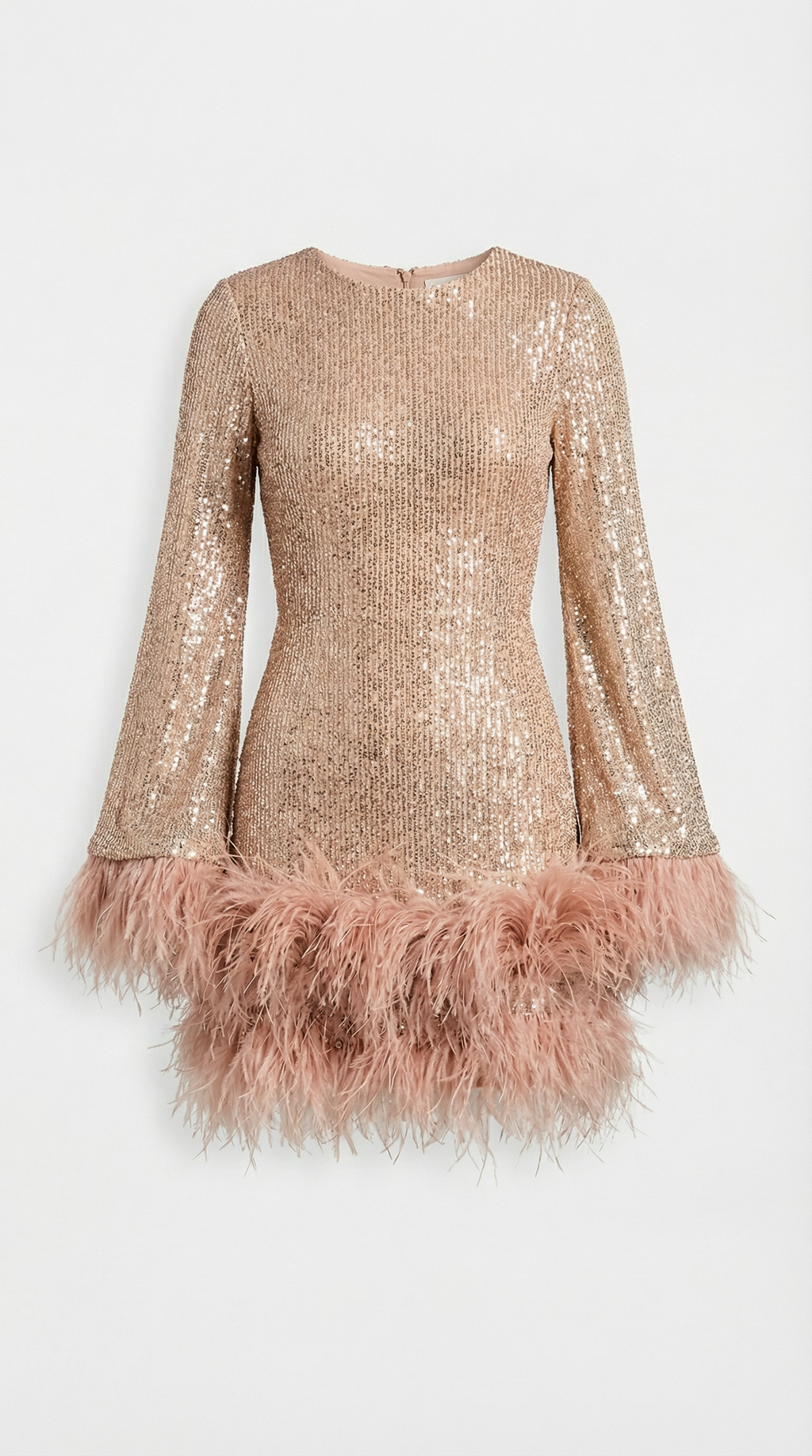 Caspyano - Short Skirt Dress with Large Open Back and Feather Accents