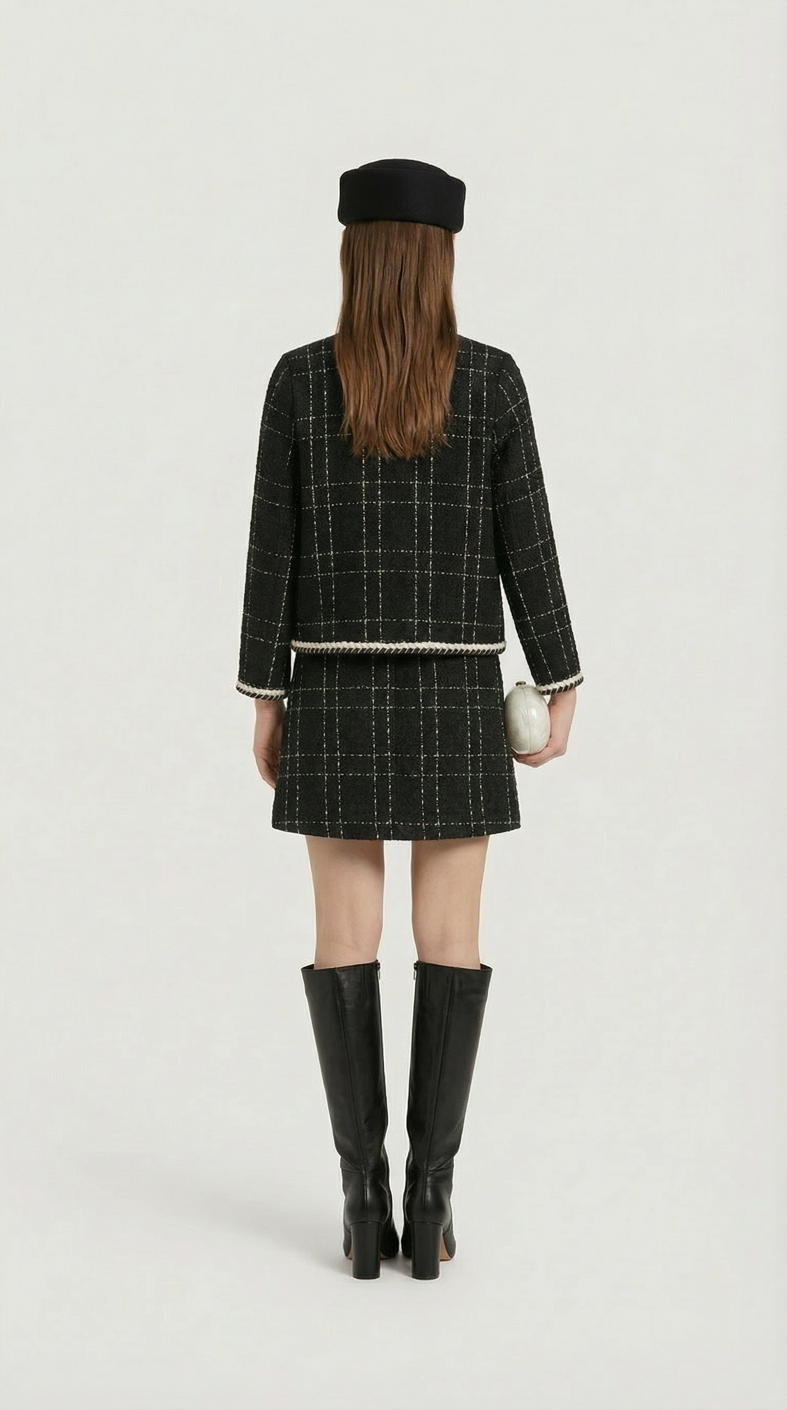 Skara - Woolen Tweed Suit Set with Jacket and Skirt