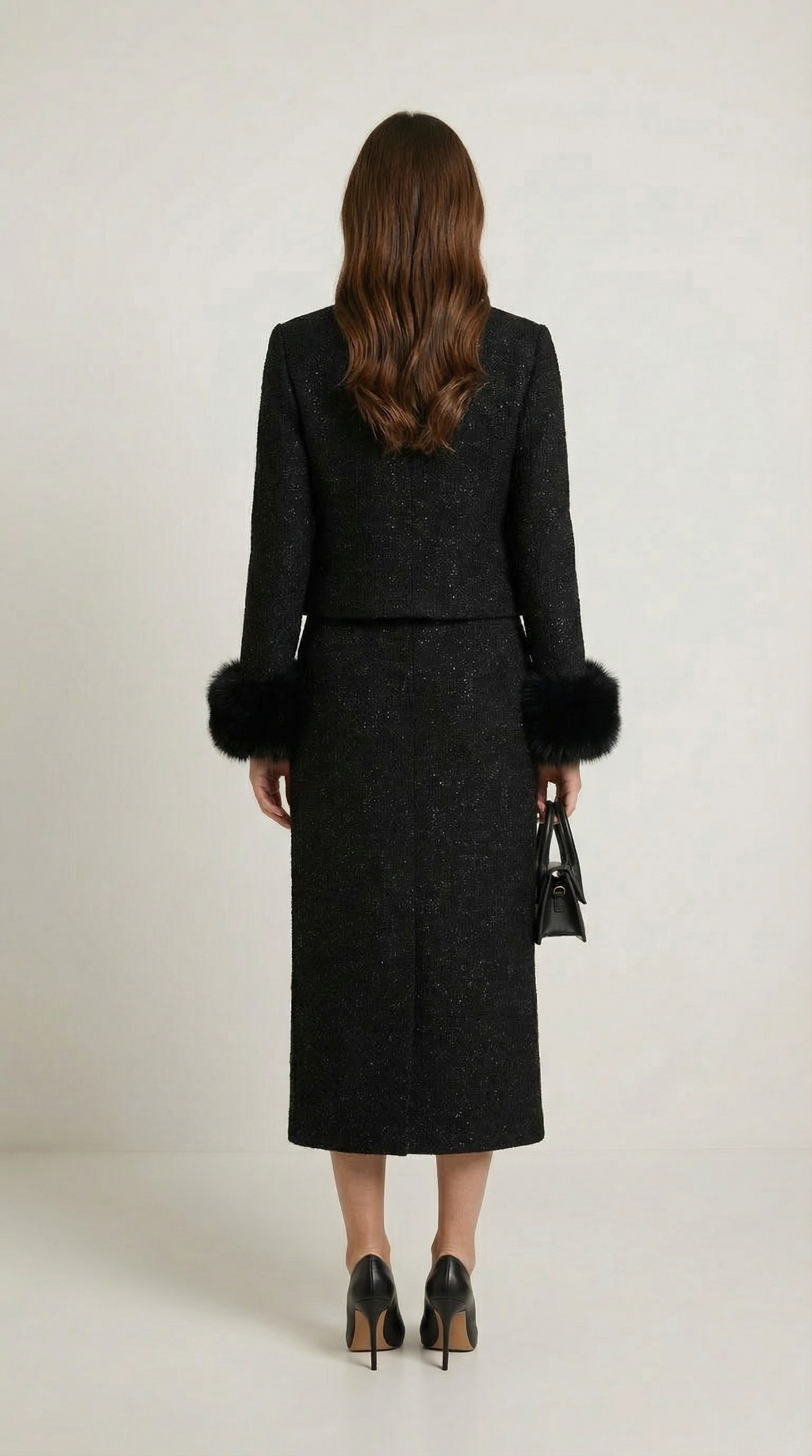 Moraine - Black Stylish Jacket and Half Skirt Set