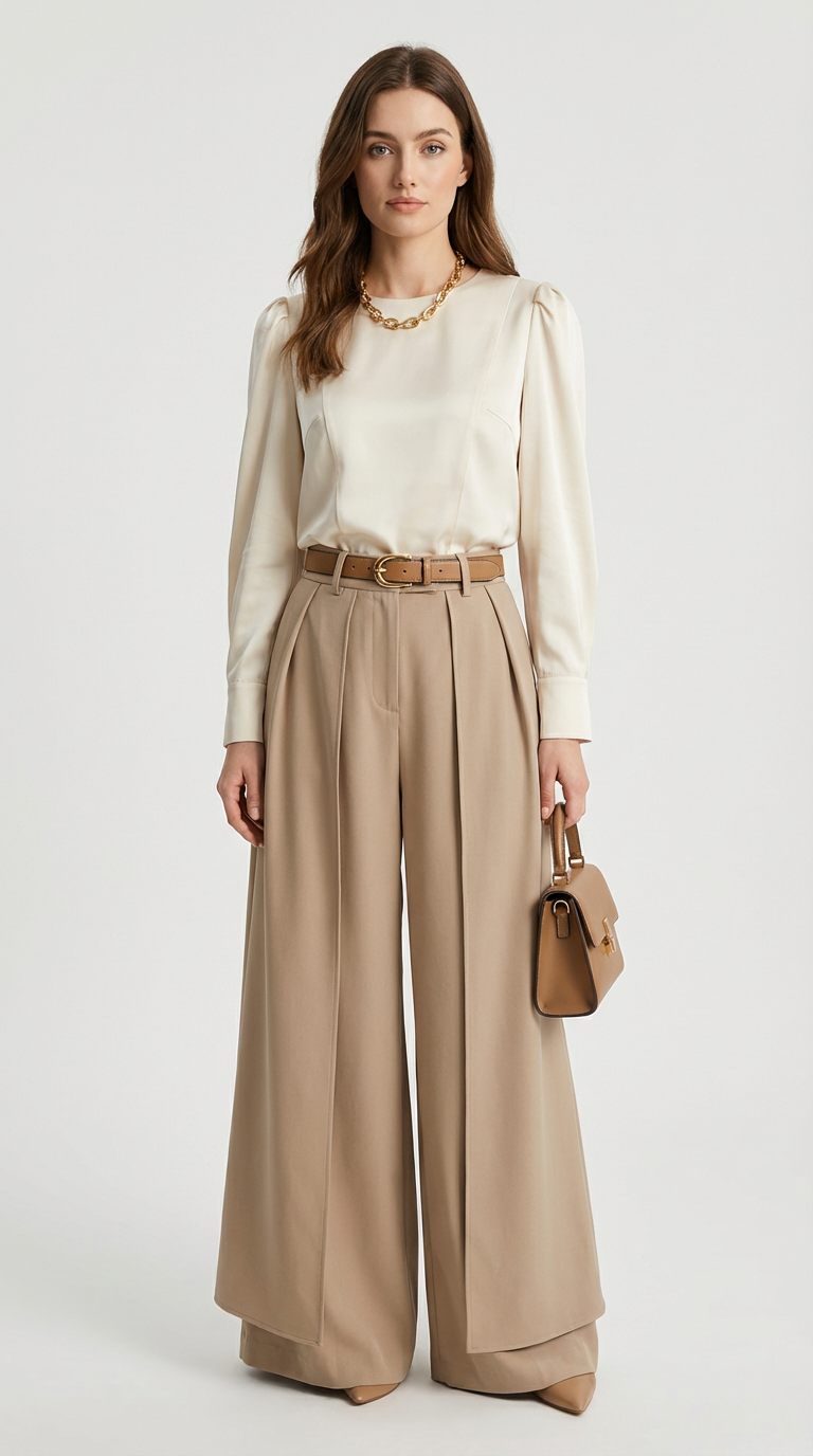 Elnora - Spliced Wide-Leg Trousers