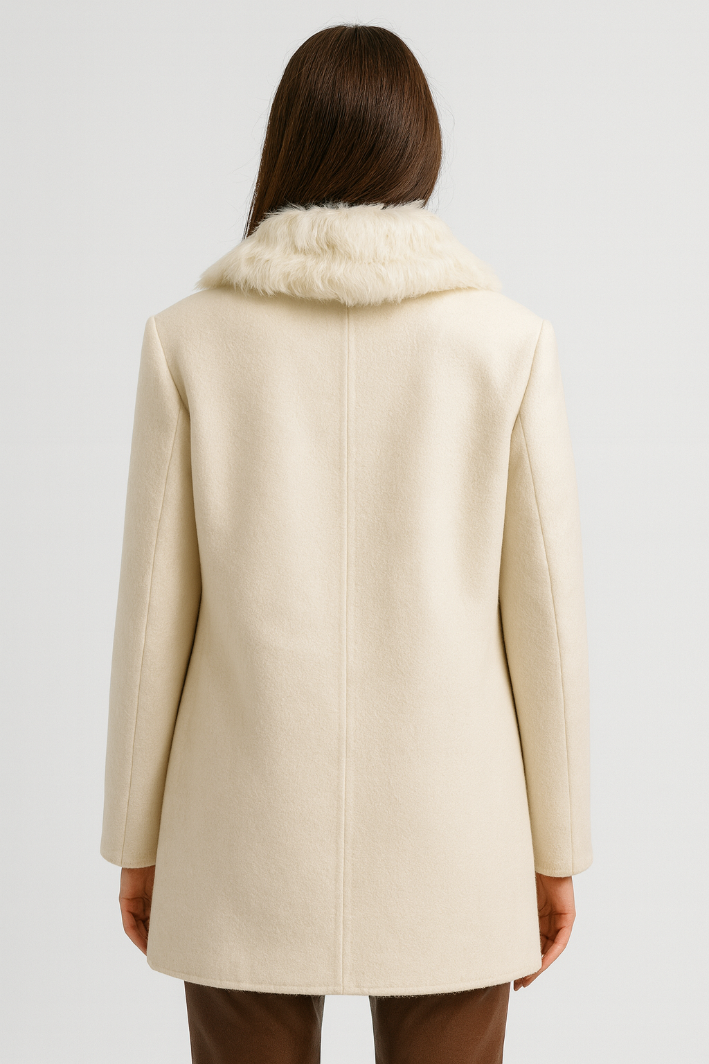 Aurelia - Natural Wool Jacket with Lamb Fur Collar