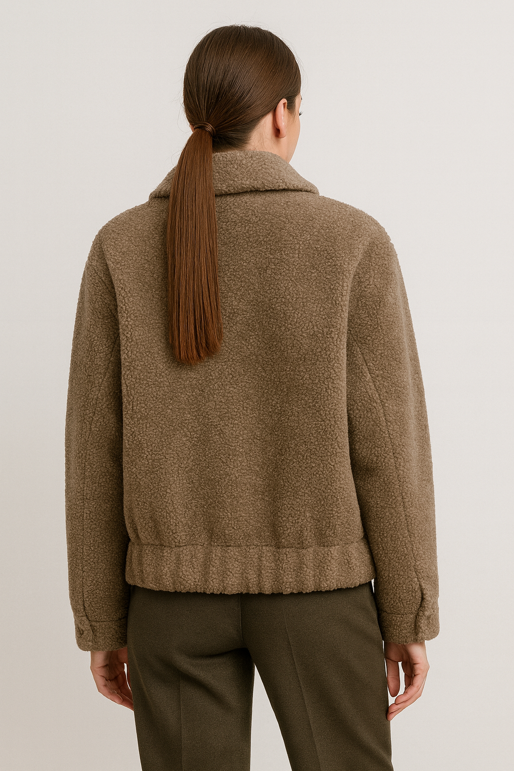 Frostelle - Loose Fit Natural Wool Zipper Jacket