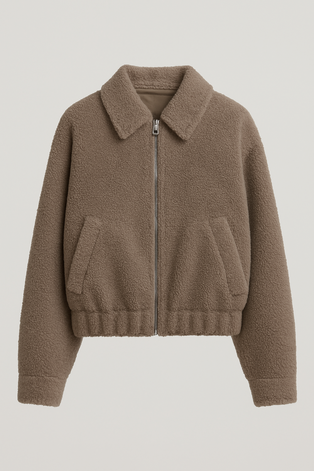 Frostelle - Loose Fit Natural Wool Zipper Jacket