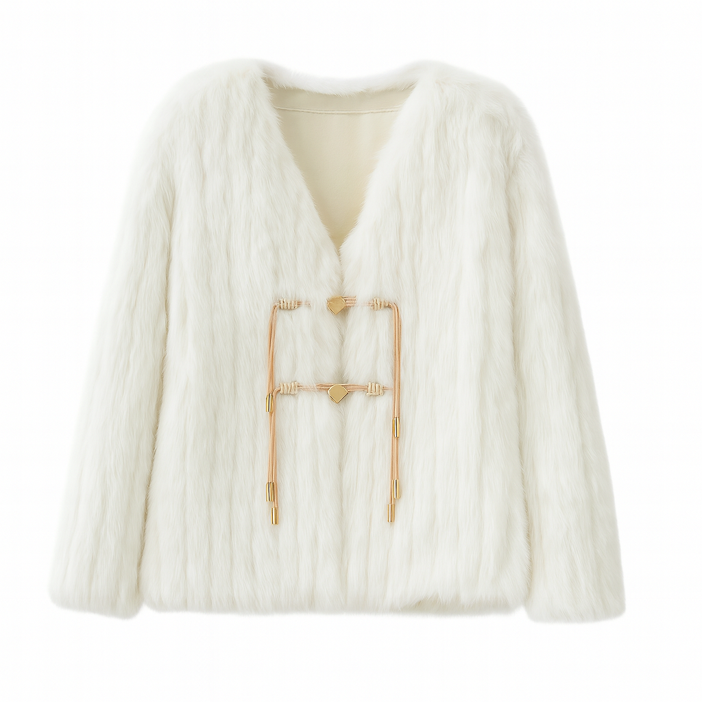 Elnora - Soft Fur Jacket with V-Neck