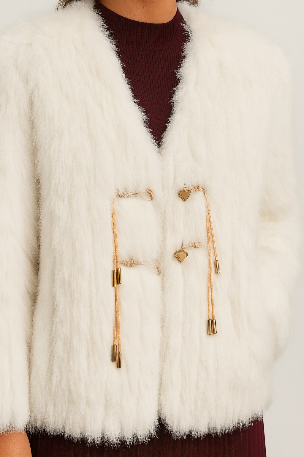 Elnora - Soft Fur Jacket with V-Neck