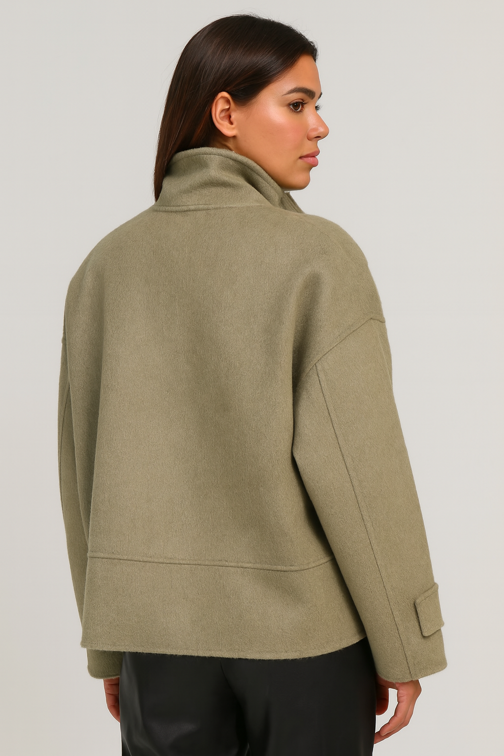 Chantrel - Natural Wool Jacket with Scarf Collar and Sculpted V-Neck