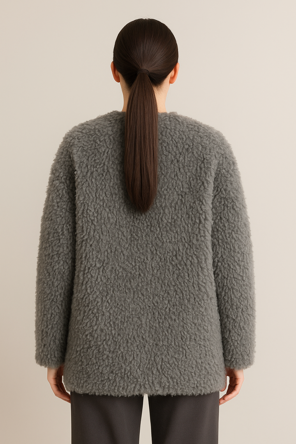 Ophira - Long Fur Coat with Leather Button Straps