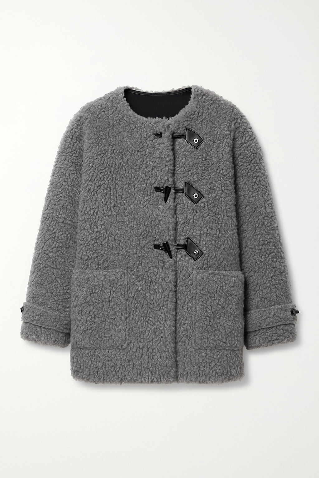 Ophira - Long Fur Coat with Leather Button Straps