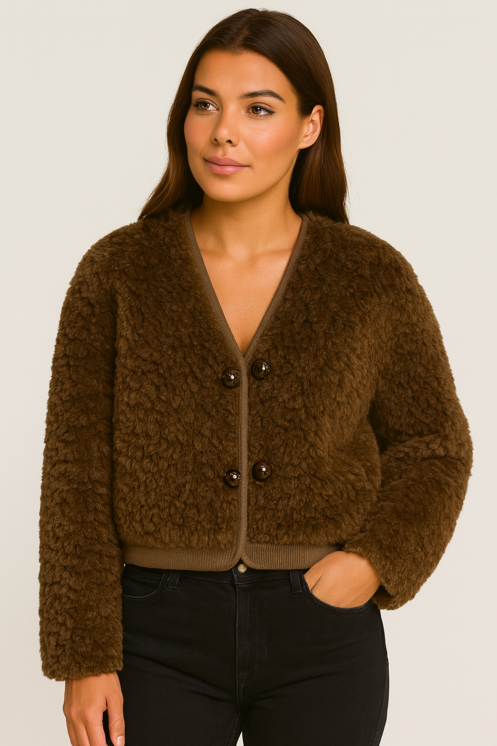 Gloria - Thickened Plush Jacket with Metal Hook Buckle